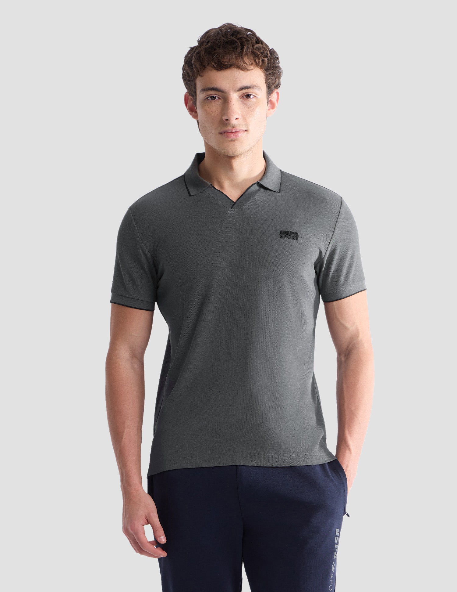 Solid Slim Fit Active Polo Shirt Dark Grey - U.S. Polo Assn. India | Large