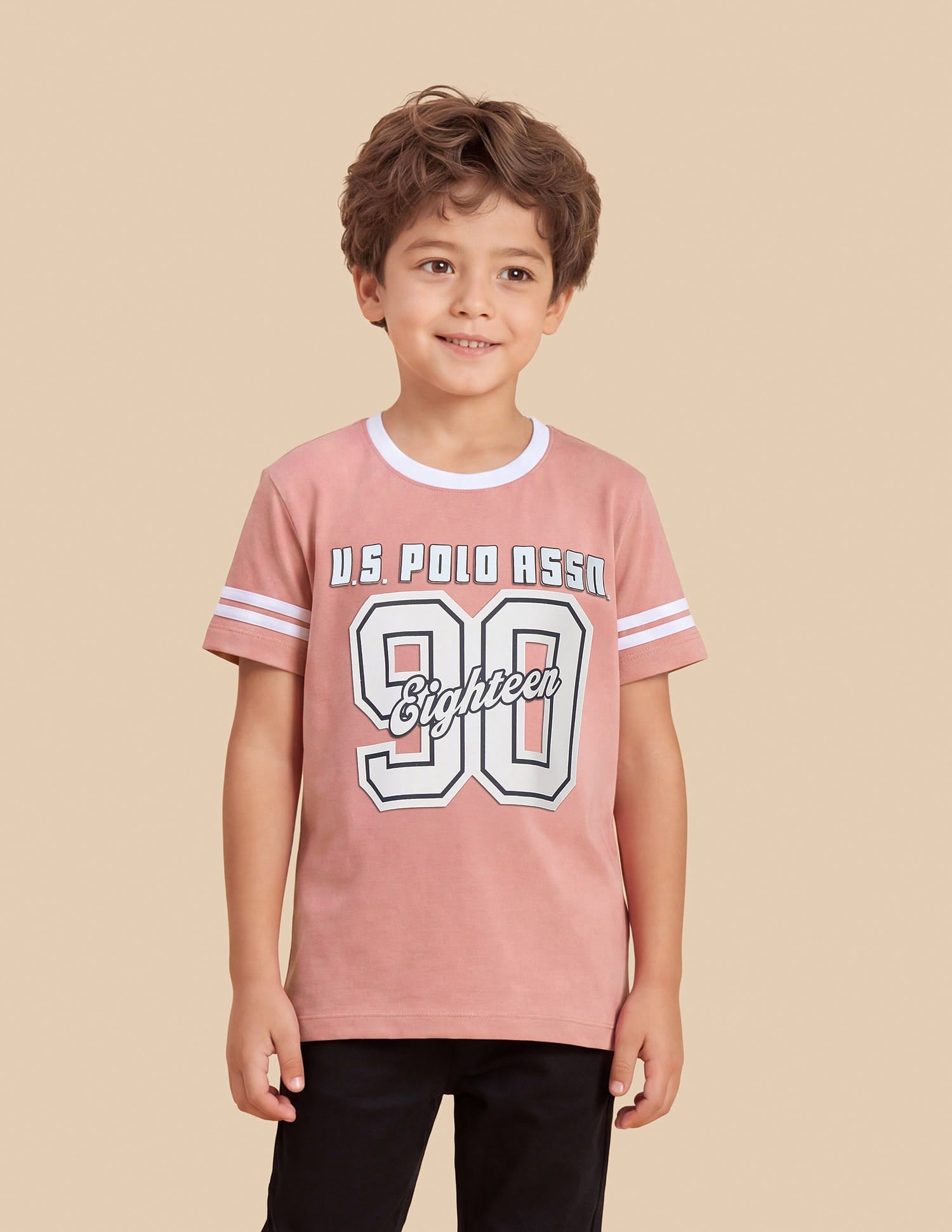 Typography Printed Regular Fit T-Shirt Peach - U.S. Polo Assn. India | Large