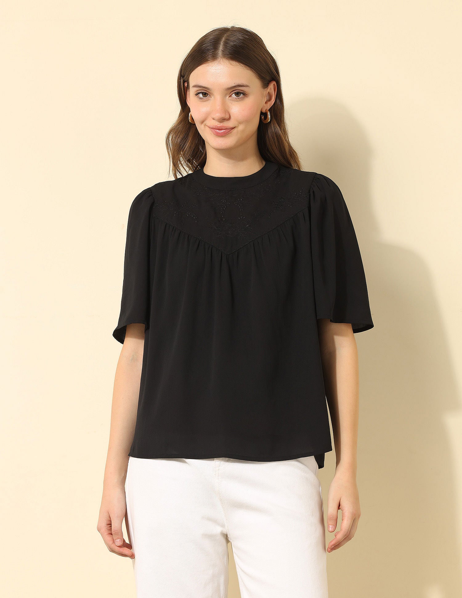 Yoke Embroidered Top Black - U.S. POLO ASSN. | Large