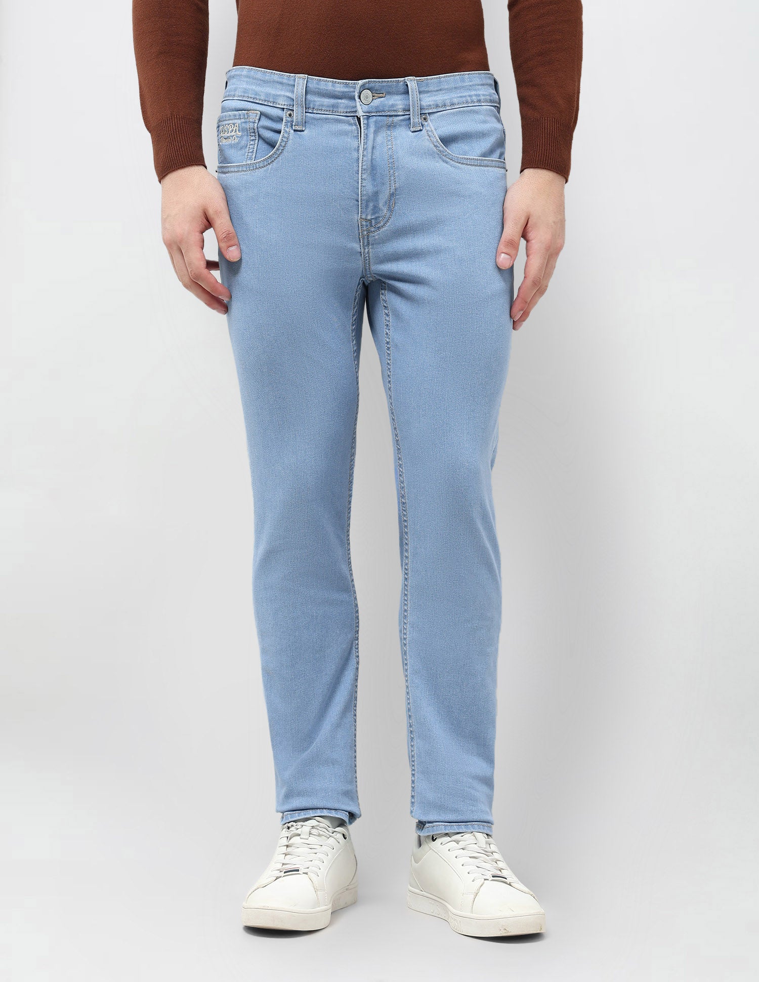 Brandon Slim Tapered Fit Blue Jeans Light Indigo - U.S. POLO ASSN. | Large