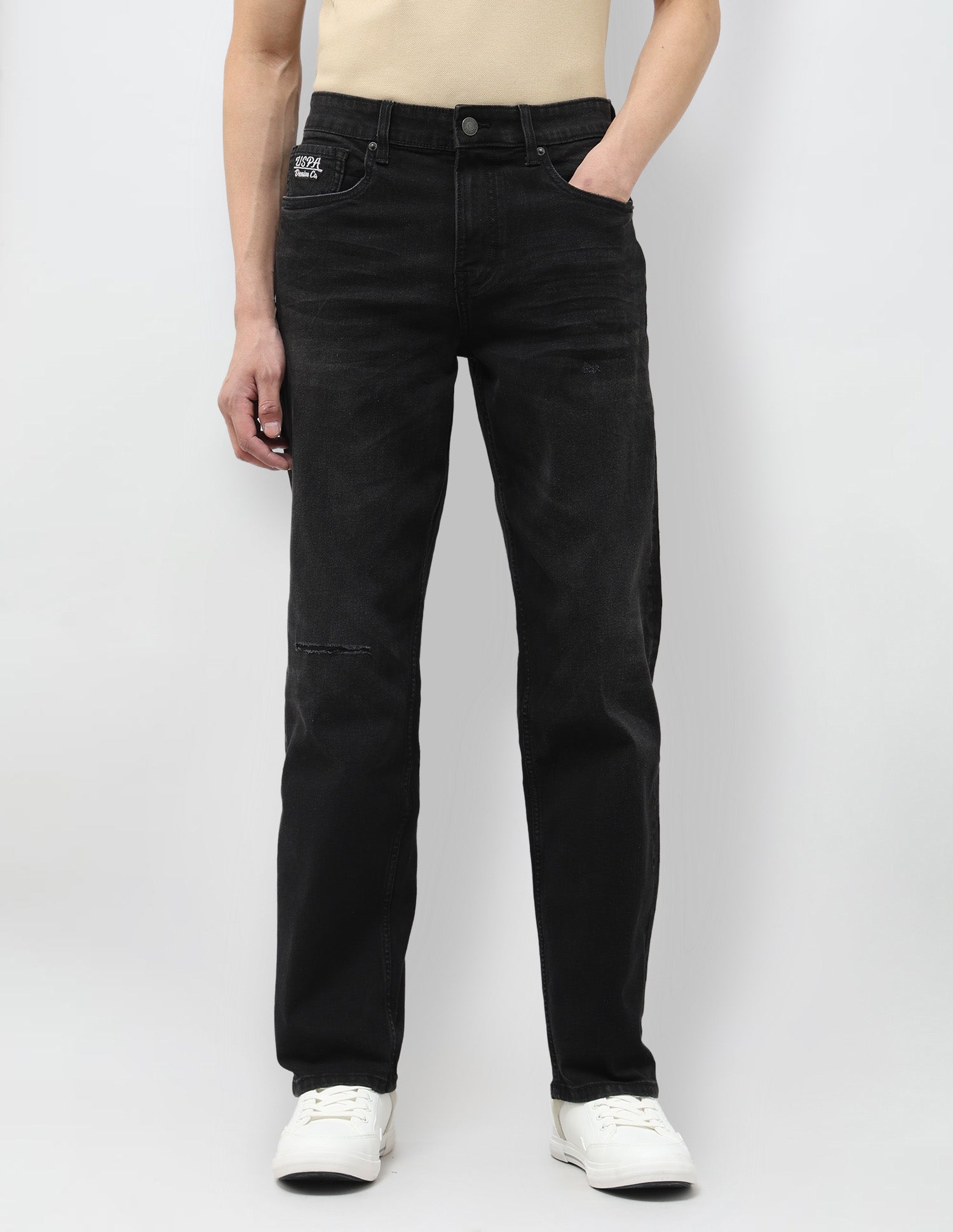Shawn Relaxed Fit Black Jeans Black - U.S. Polo Assn. India | Large