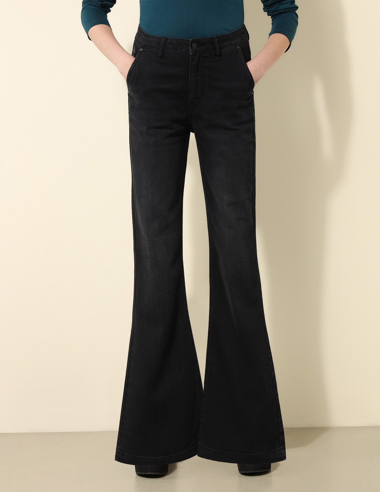 High Rise Flared Fit Jeans Dark Grey - U.S. POLO ASSN. | Large