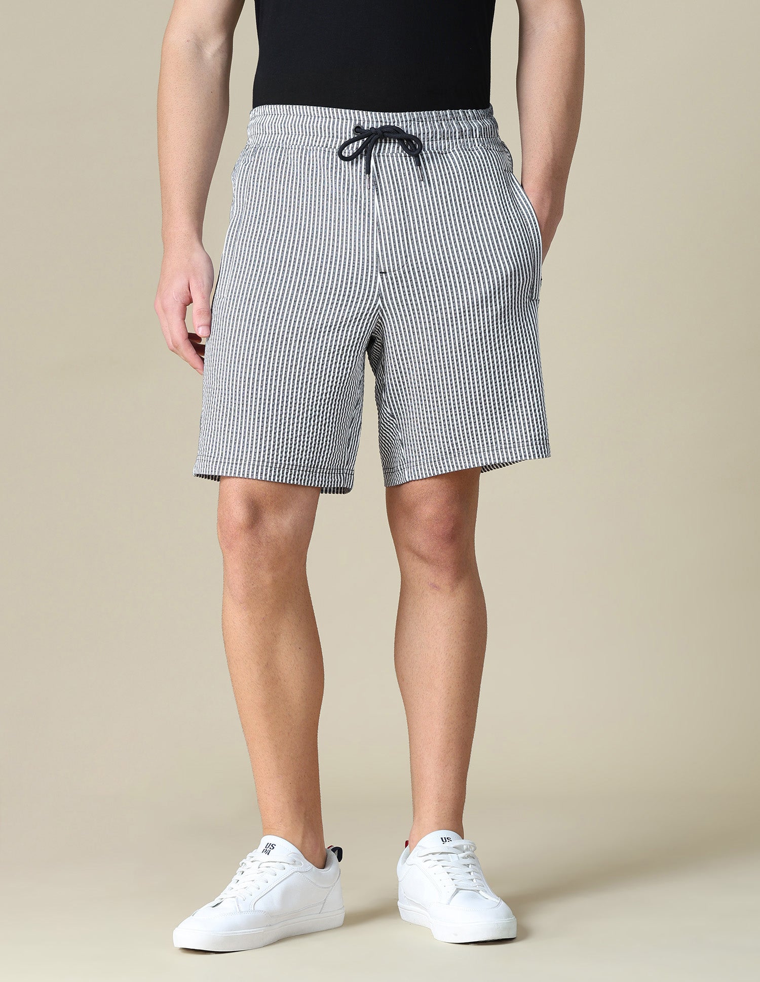Vertical Striped Seersucker Shorts Navy - U.S. Polo Assn. India | Large