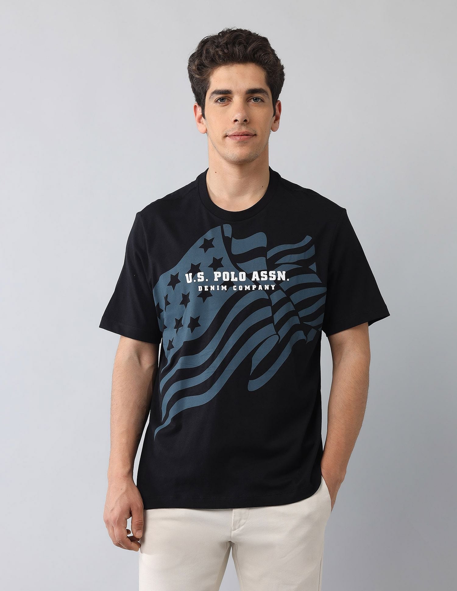 Muscle Fit Heritage Graphic Printed T-Shirt Black - U.S. Polo Assn. India | Large