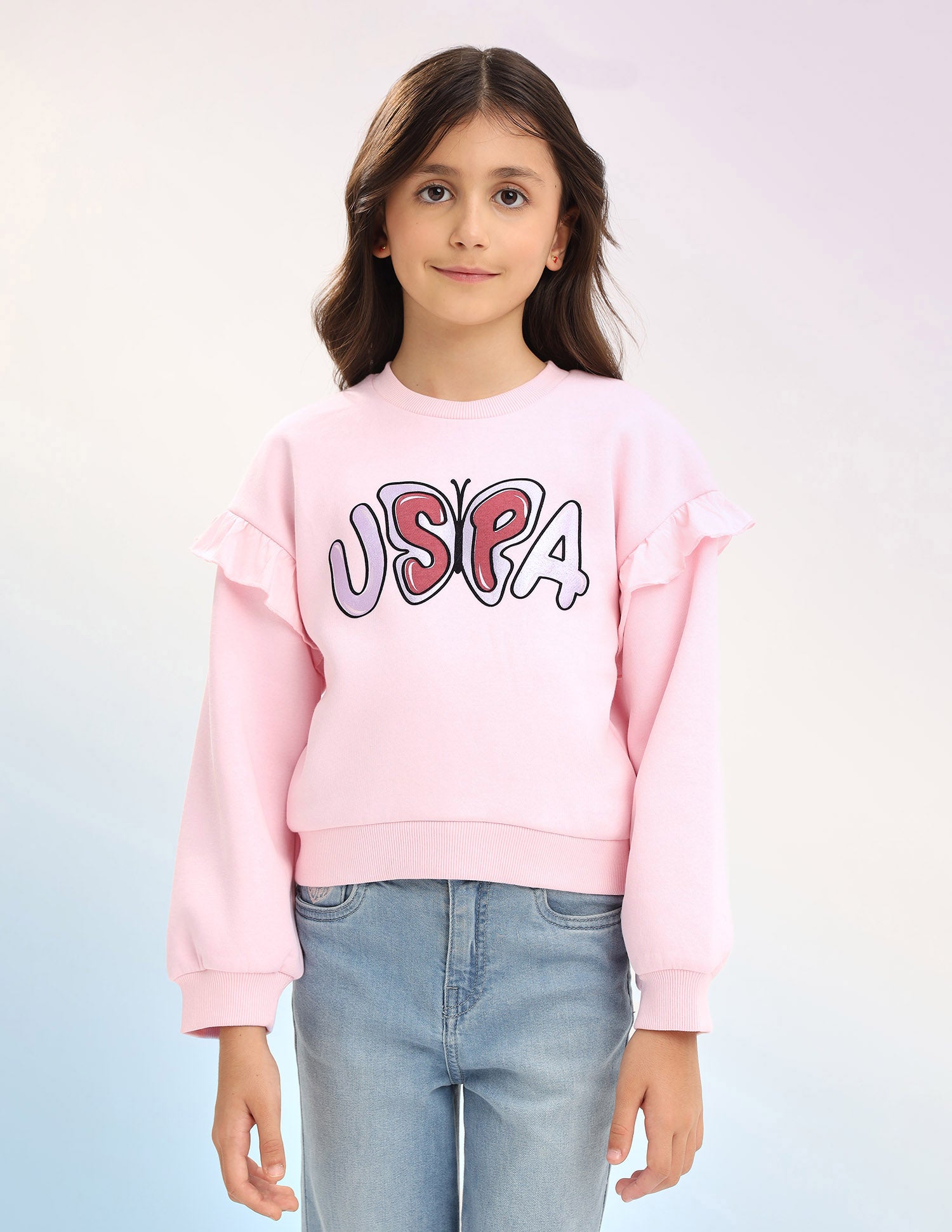 Brand Printed Regular Fit Sweatshirt Light Pink - U.S. POLO ASSN. | Large