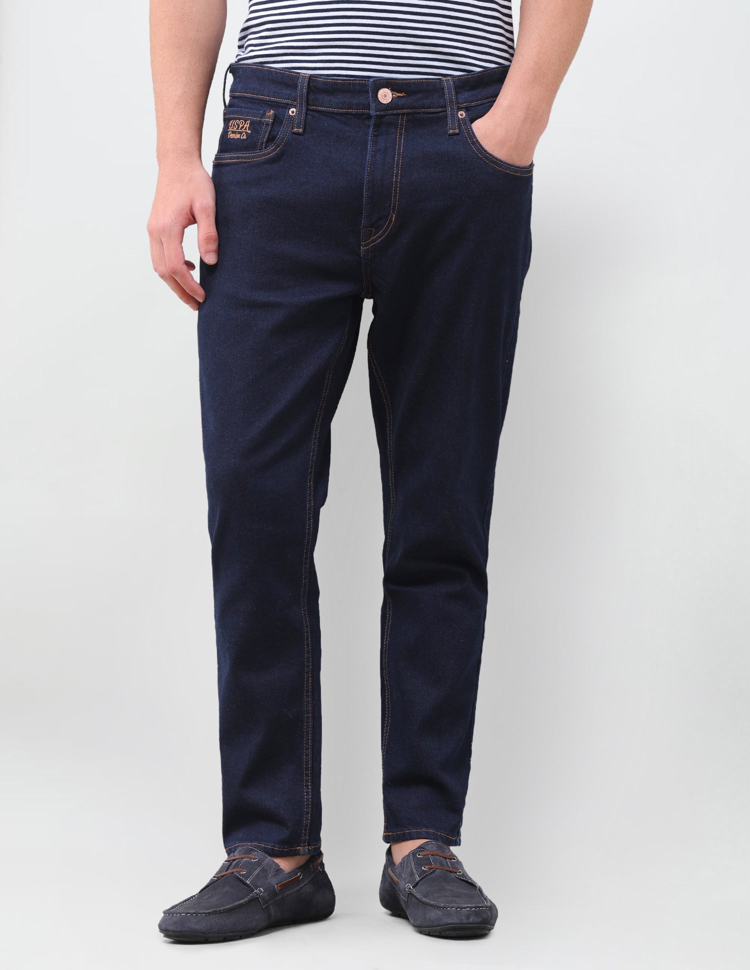 Cole Comfort Cropped Fit Blue Jeans Dark Indigo - U.S. Polo Assn. India | Large