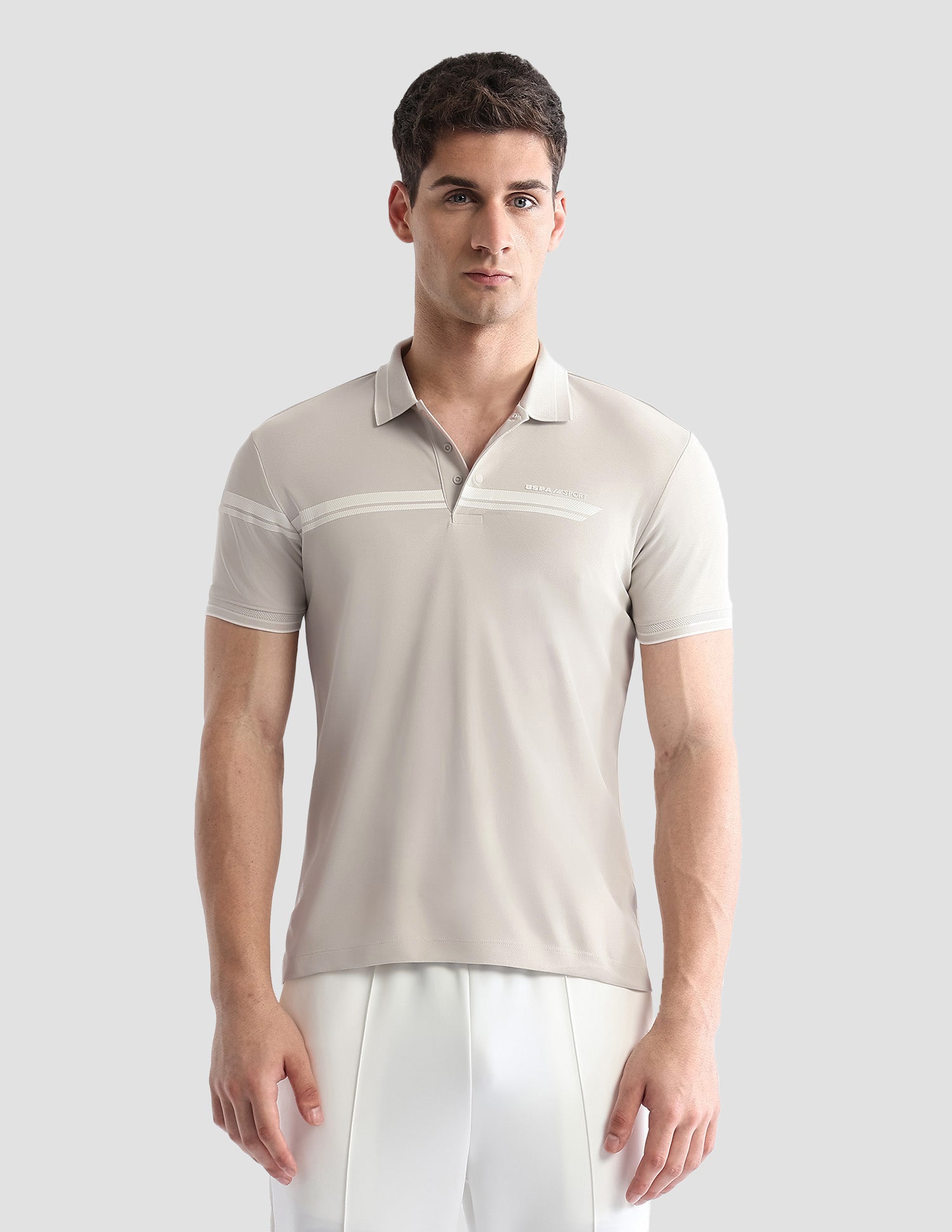 Solid Regular Fit Active Polo Shirt Beige - U.S. POLO ASSN. | Large