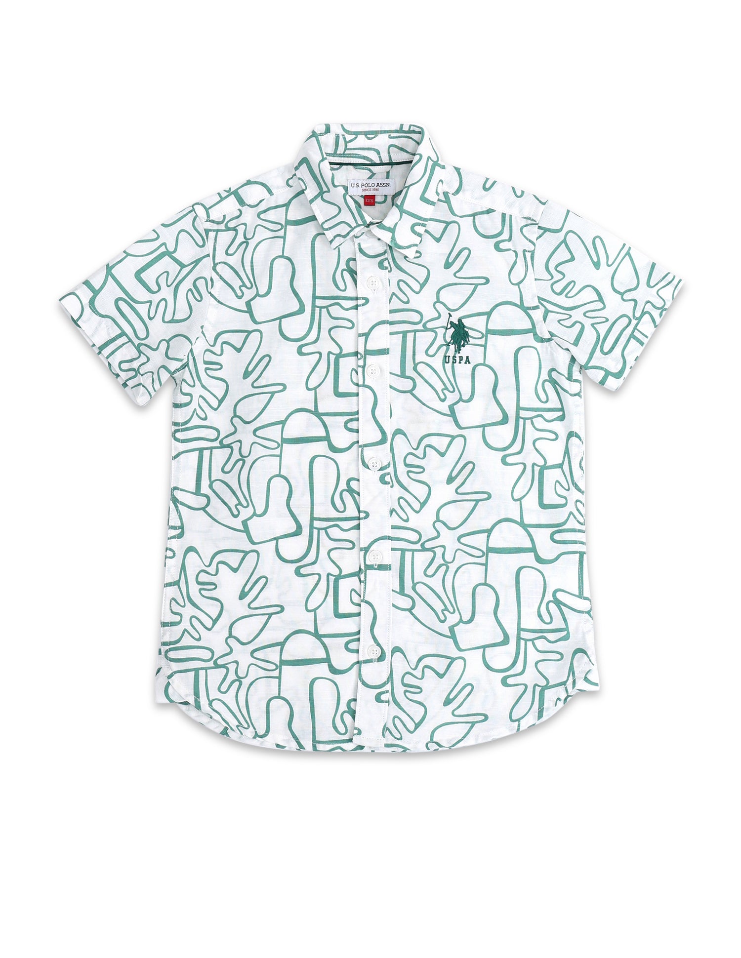 Boys Regular Fit Abstract Printed Shirt White - U.S. Polo Assn. India | Large
