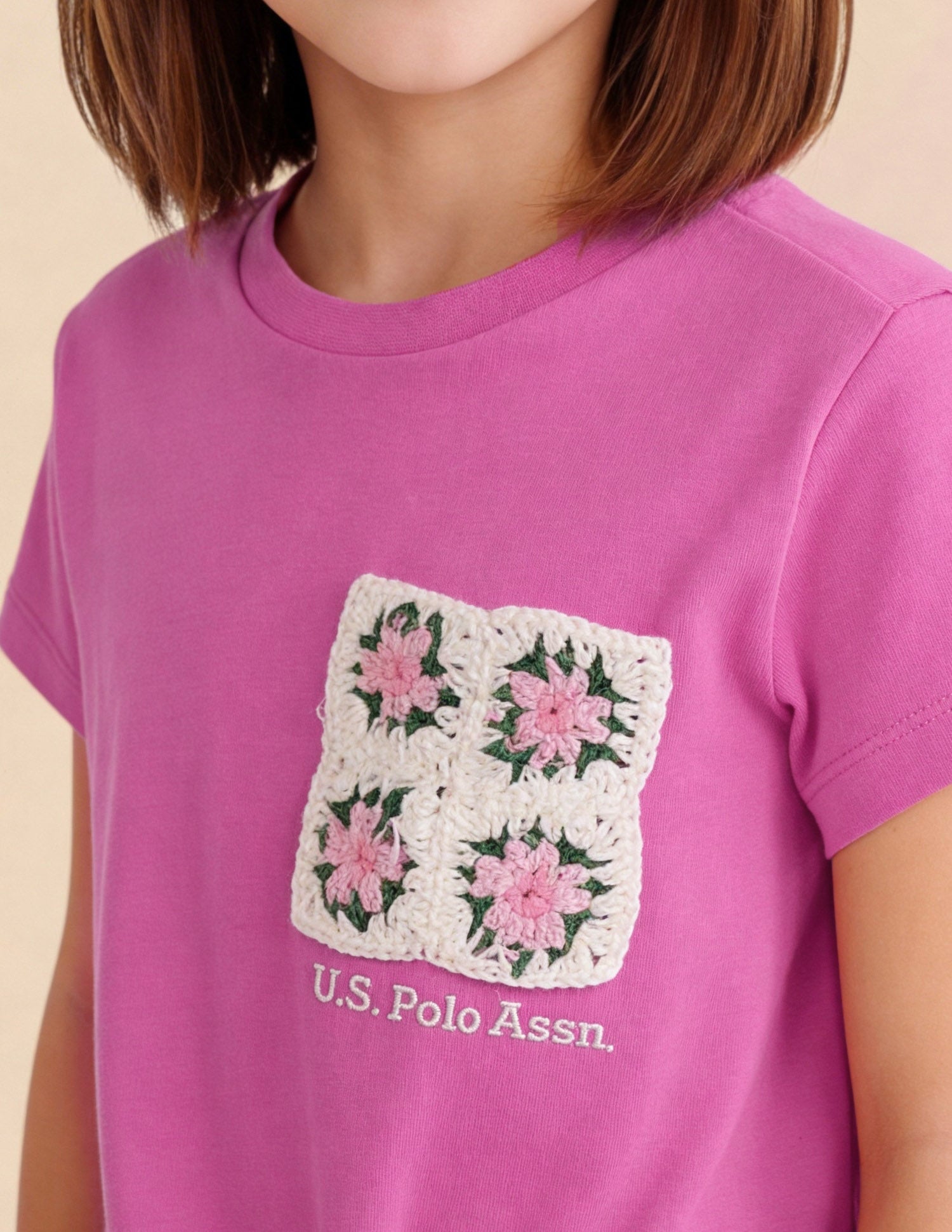 Floral Crochet Regular Fit Knotted Top Pink - U.S. Polo Assn. India | Large