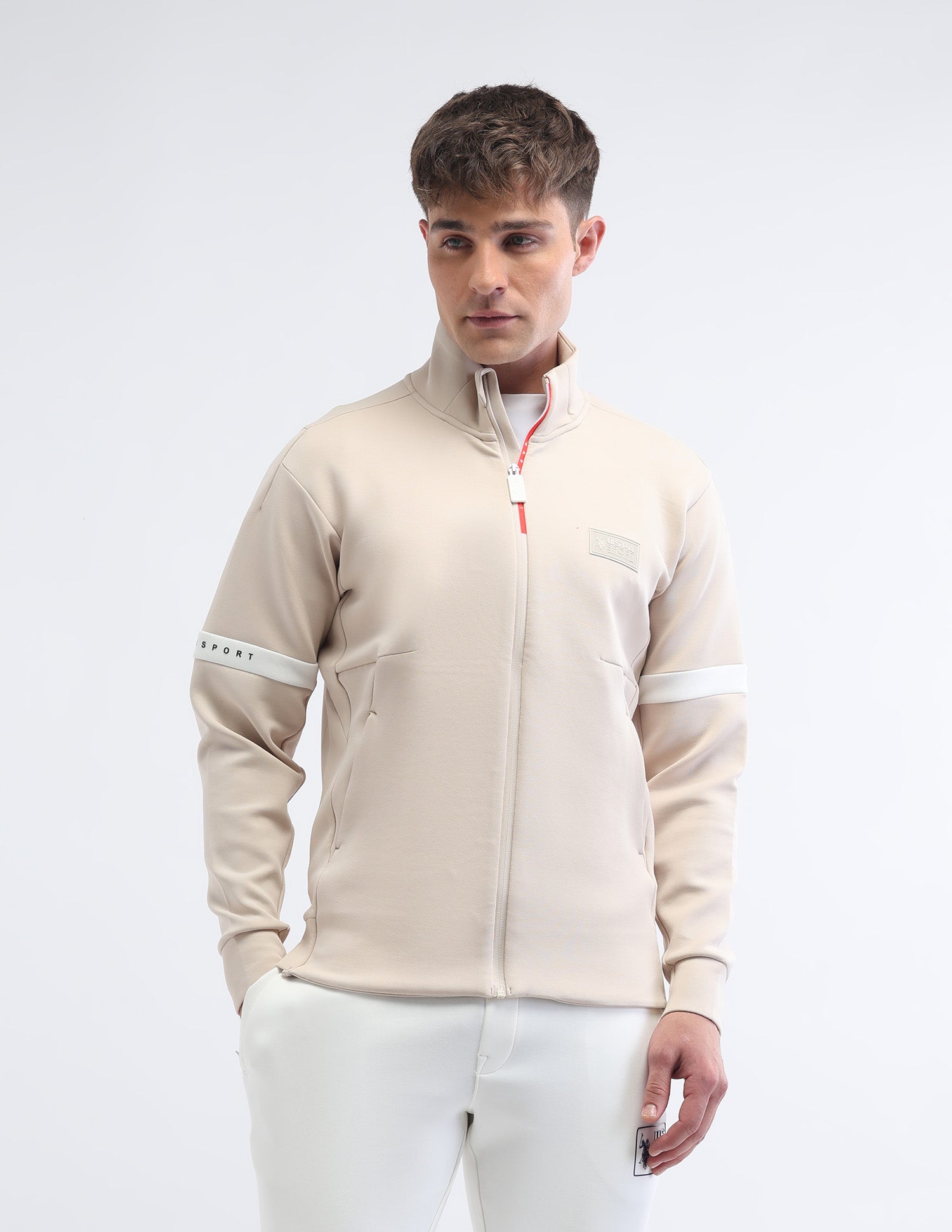 Solid Regular Fit Gorpcore Sweatshirt Beige - U.S. Polo Assn. India | Large