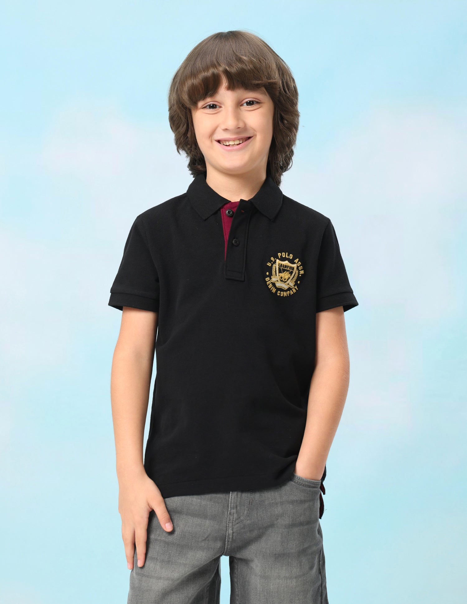 Solid Regular Fit Polo Shirt Black - U.S. Polo Assn. India | Large