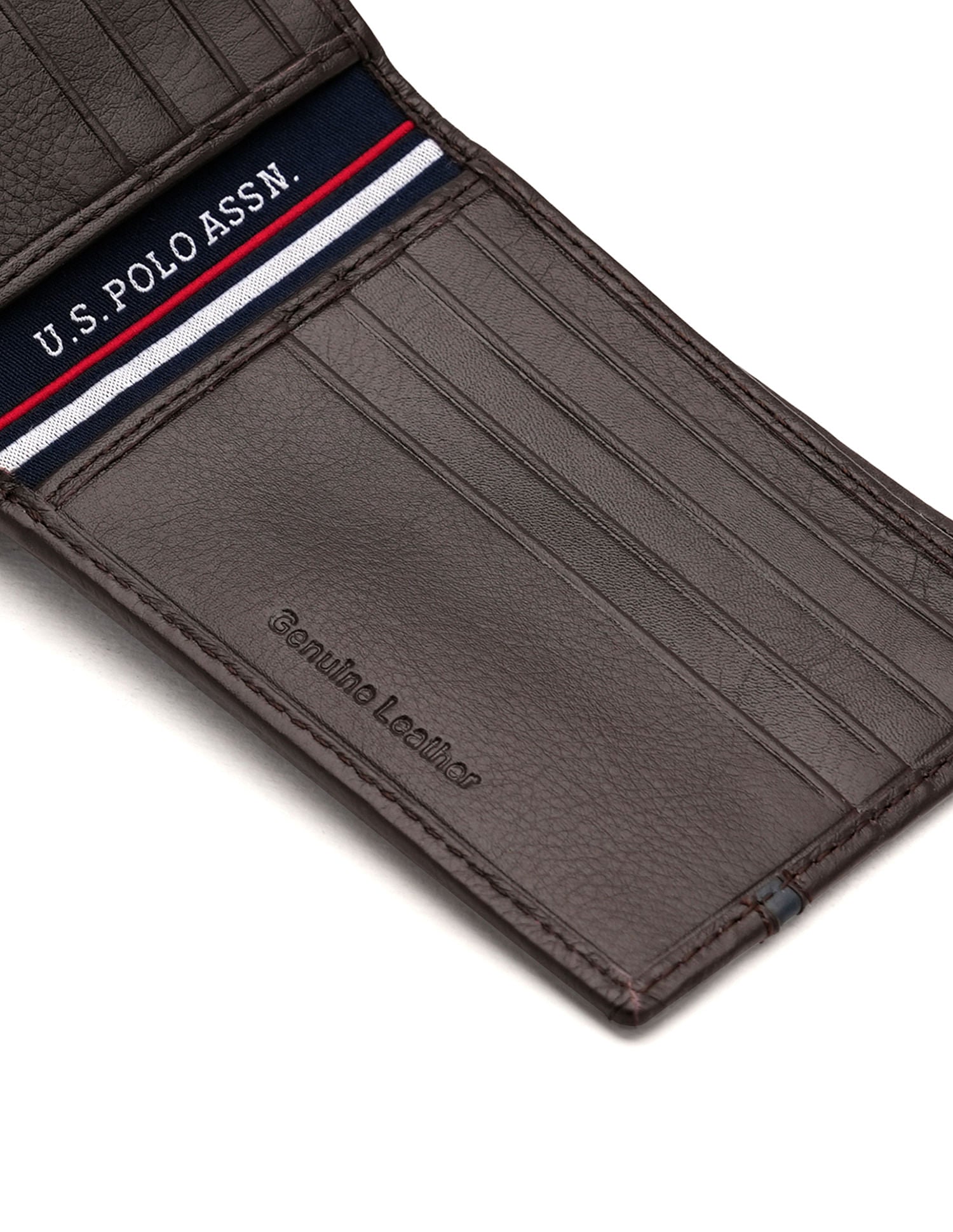 Bi-Fold Textured Wallet Dark Brown - U.S. POLO ASSN. | Large