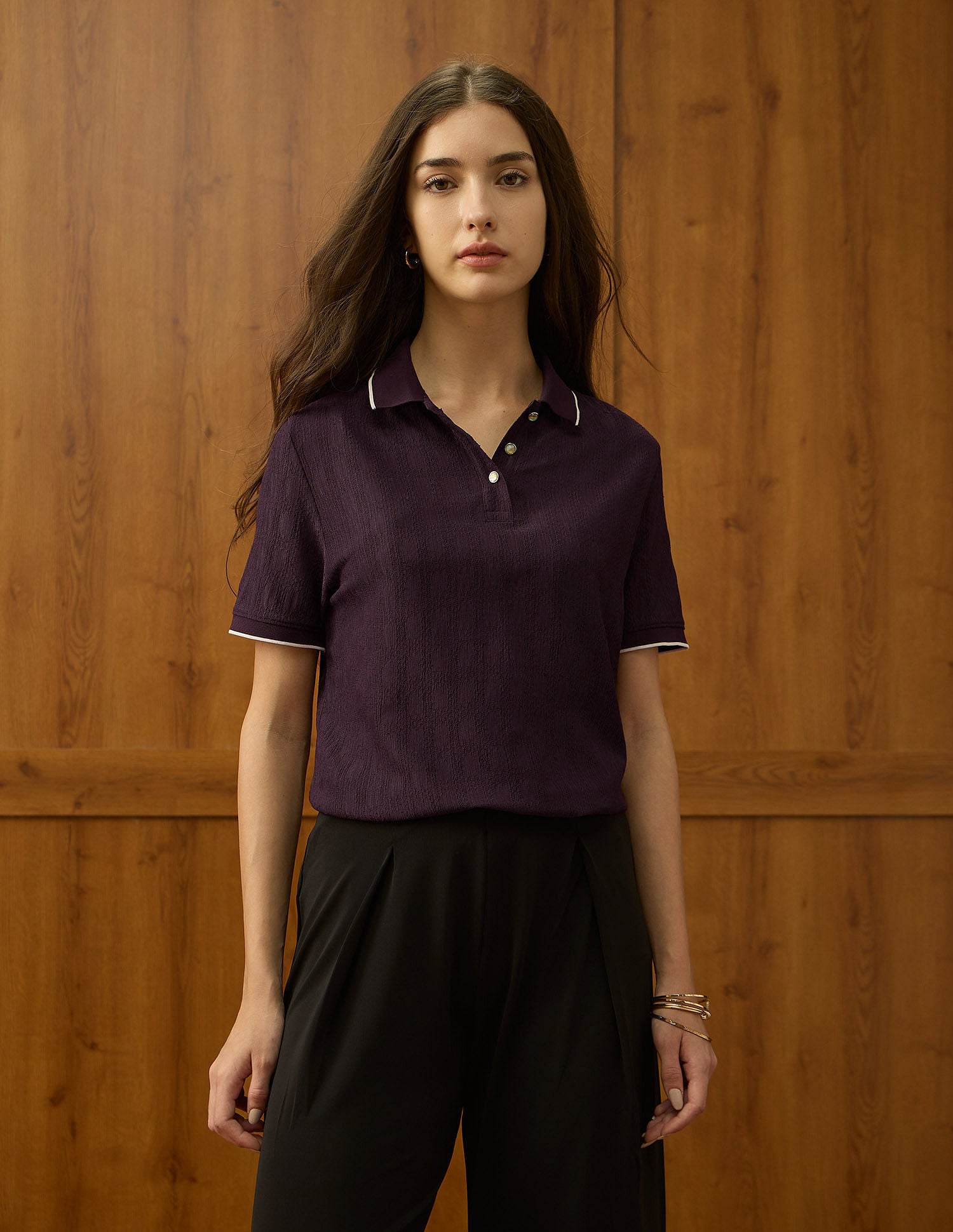 Boxy Fit Textured Polo Shirt Wine - U.S. POLO ASSN. | Large