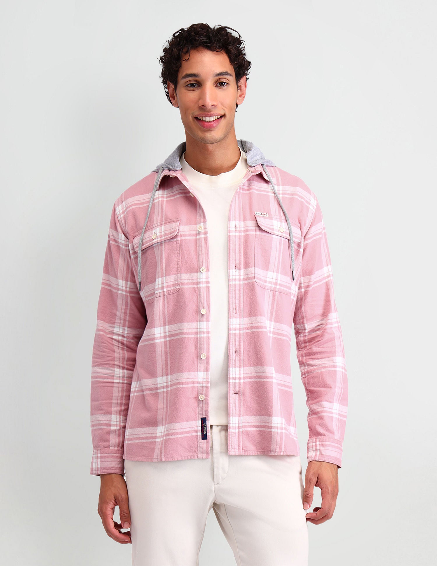 Manhattan Slim Fit Checked Shirt Pink - U.S. Polo Assn. India | Large