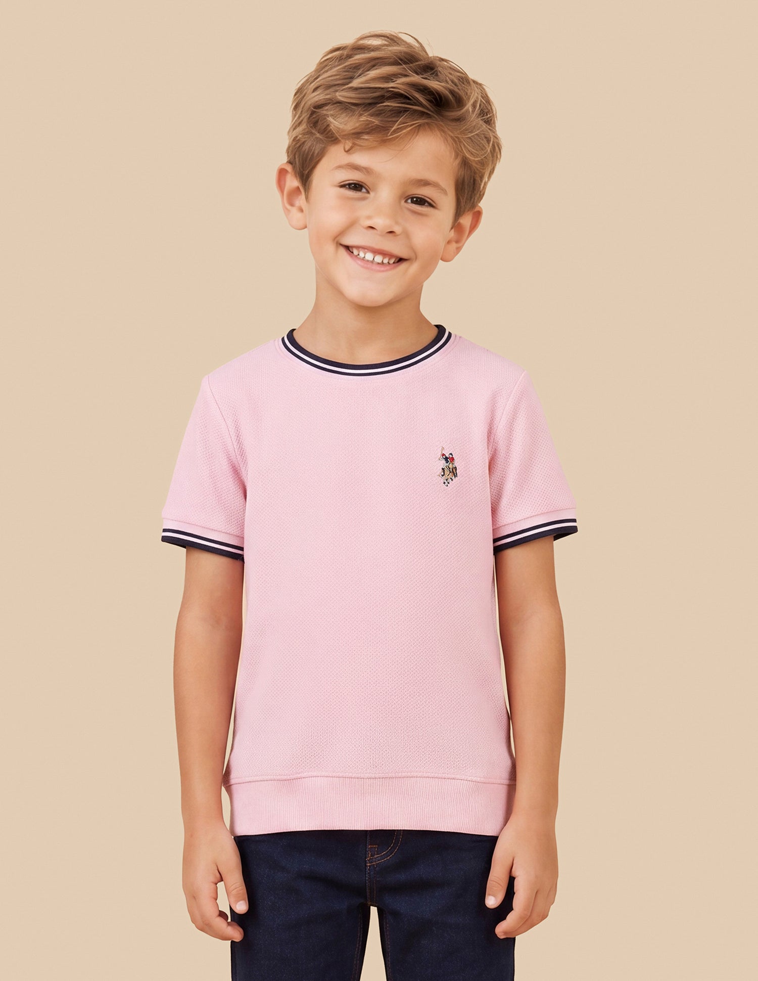 Solid Regular Fit T-Shirt Light Pink - U.S. Polo Assn. India | Large
