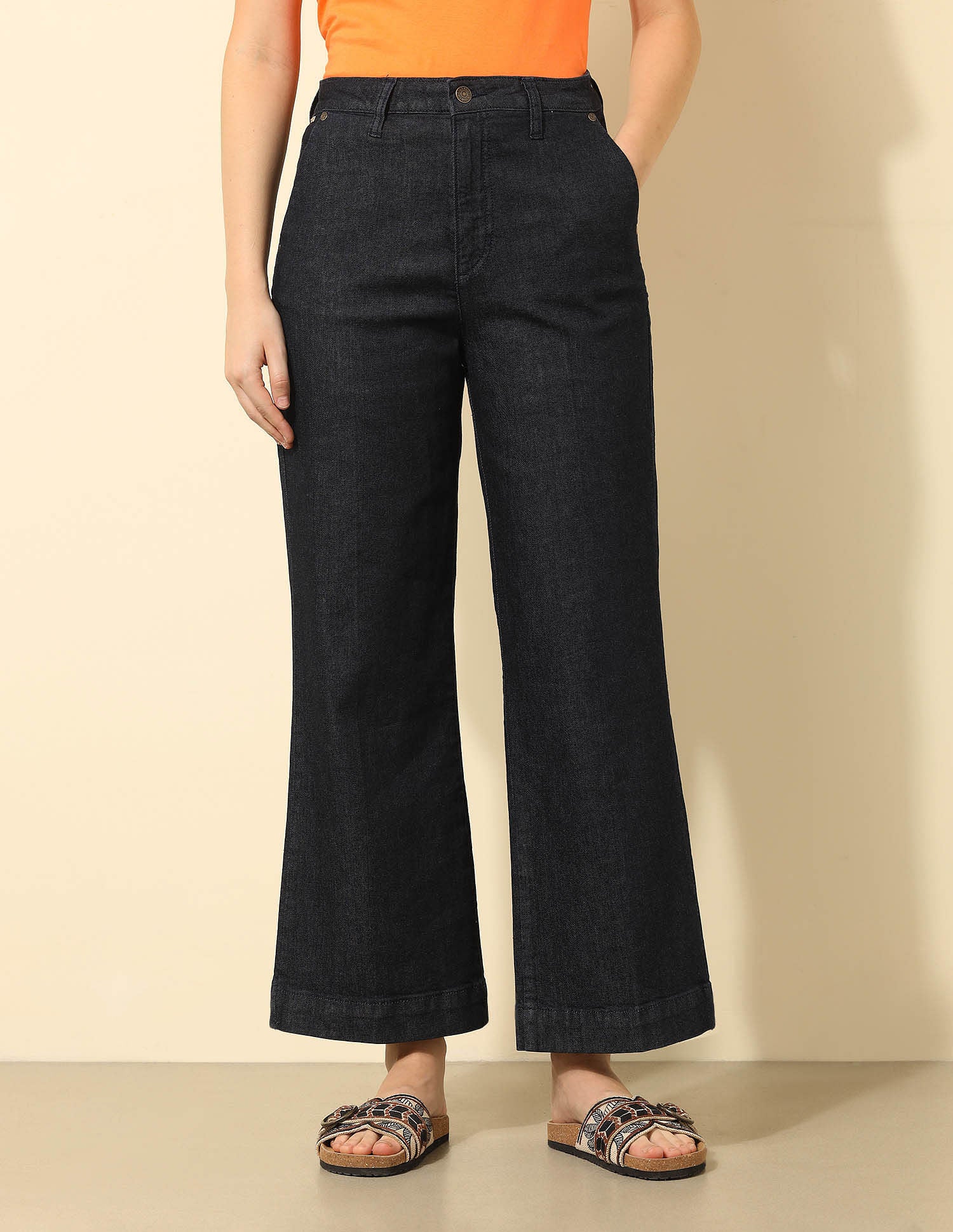 High Rise Wide Leg Jeans Dark Blue - U.S. Polo Assn. India | Large