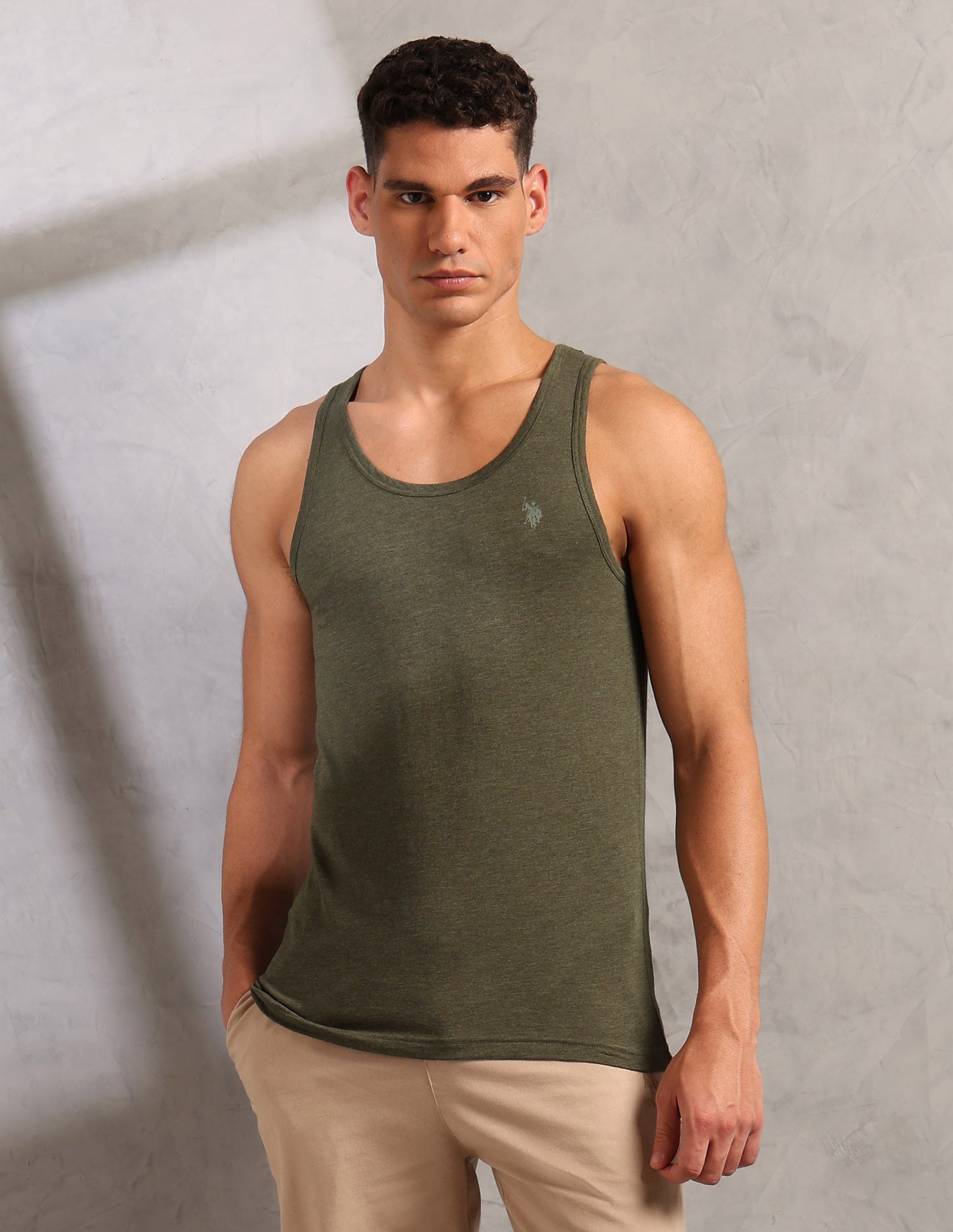 Heathered Comfort Fit PV004 Vest - Pack Of 1 Olive Melange - U.S. POLO ASSN. | Large