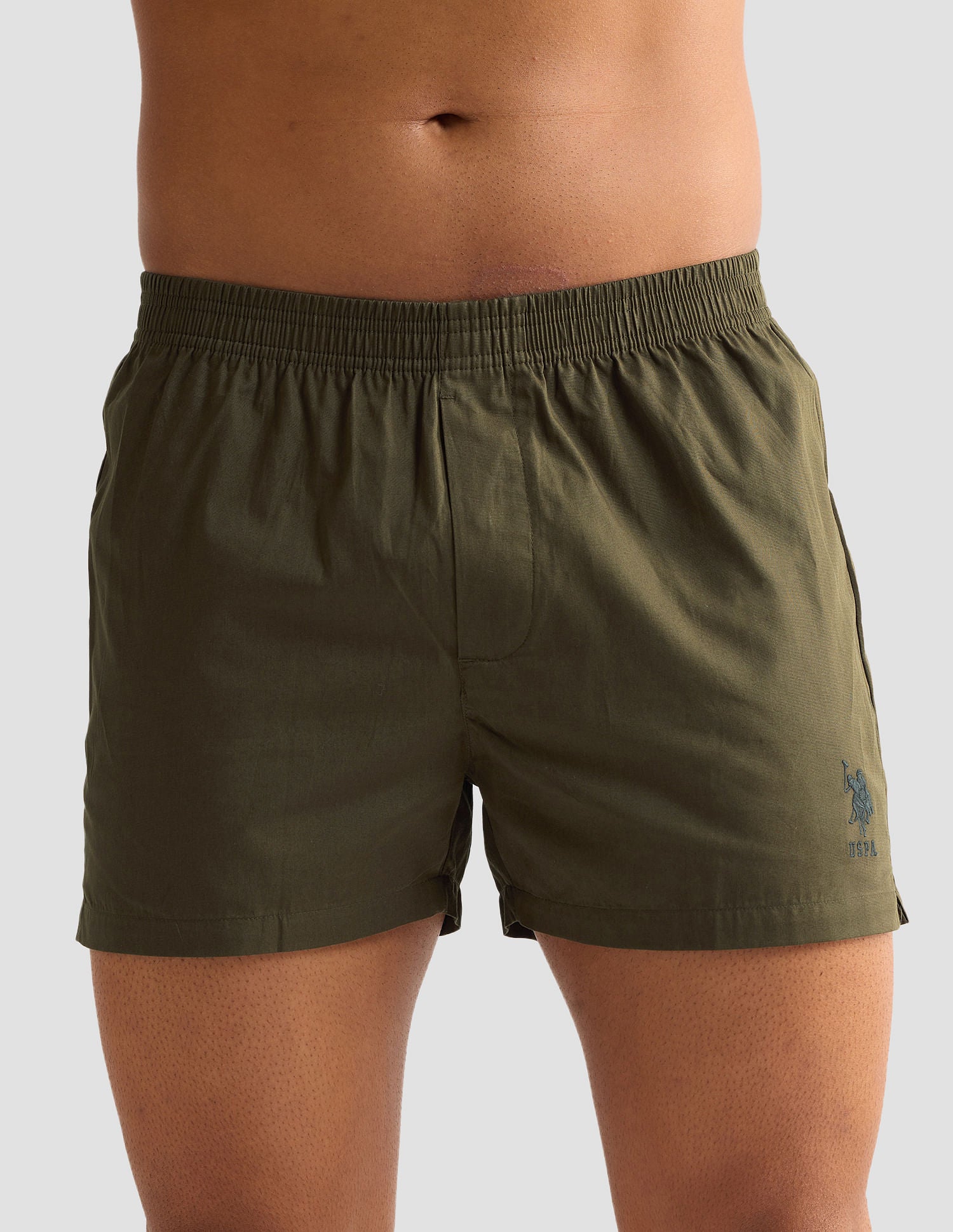 Pure Cotton OEX04 Boxer Shorts - Pack Of 1 Olive - U.S. POLO ASSN. | Large