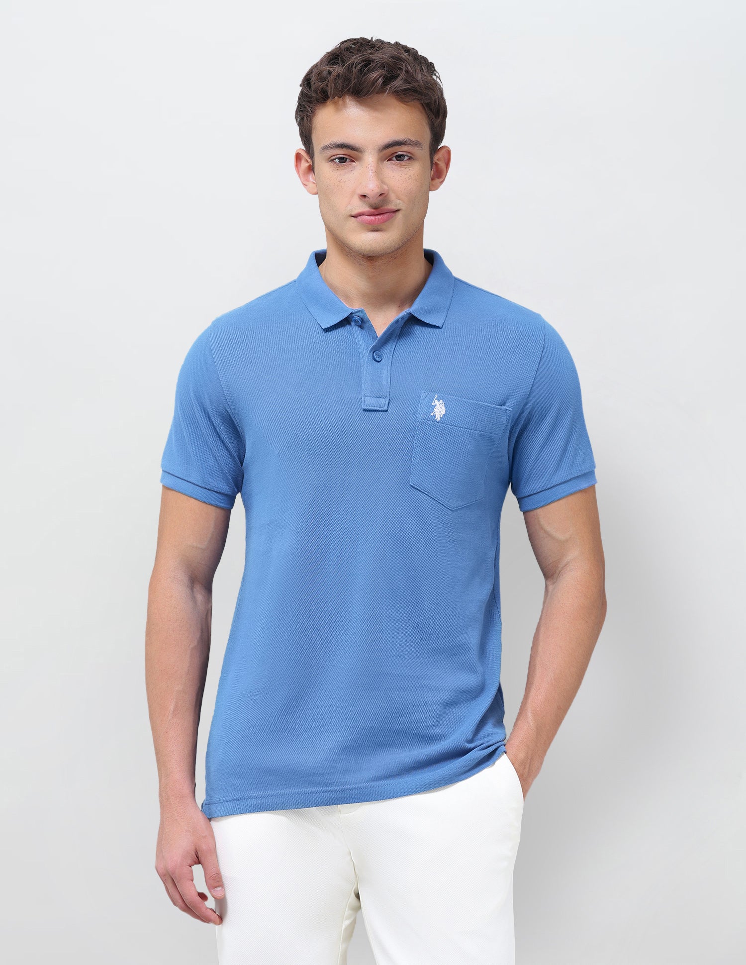 Solid Slim Fit Polo Shirt Dark Blue - U.S. Polo Assn. India | Large