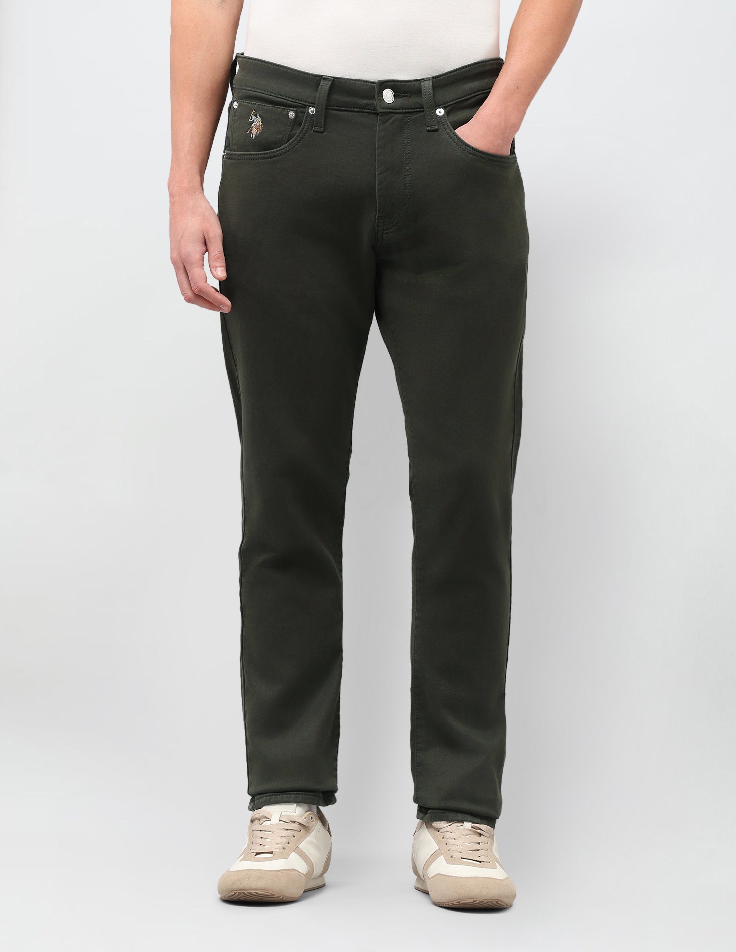 Brandon Slim-Tapered Fit Green Jeans Dark Olive - U.S. Polo Assn. India | Large