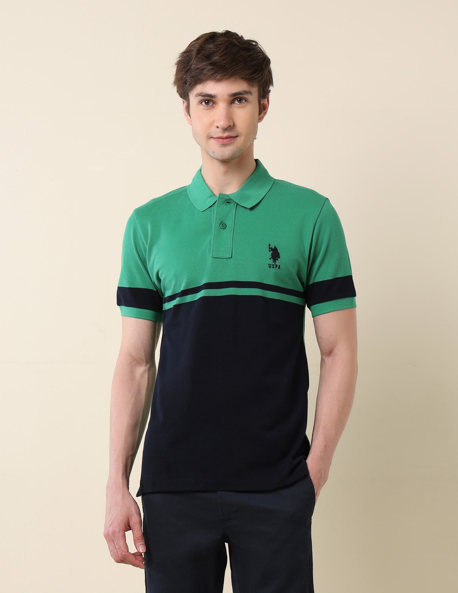 Colourblocked Classic Polo Shirt Green - U.S. POLO ASSN. | Large