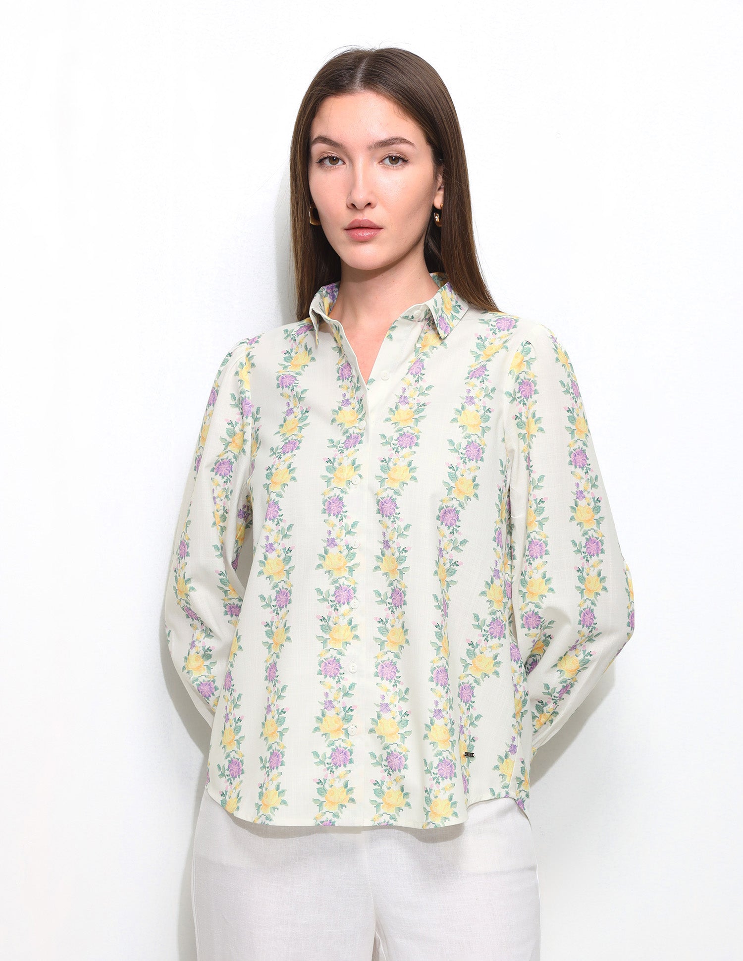 Floral Printed Regular Fit Shirt Off White - U.S. Polo Assn. India | Large