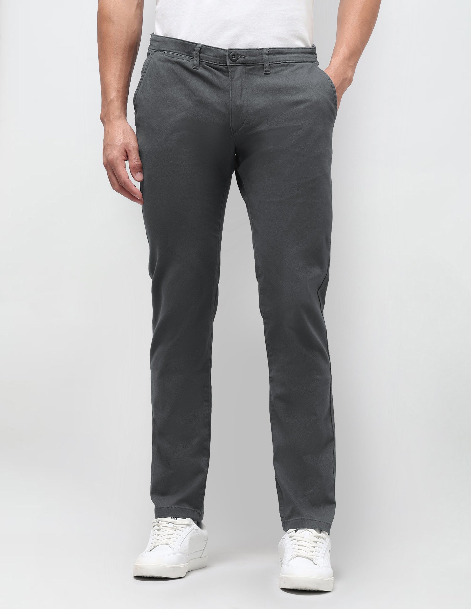 Slim Tapered Fit Twill Trousers Dark Grey - U.S. Polo Assn. India | Large