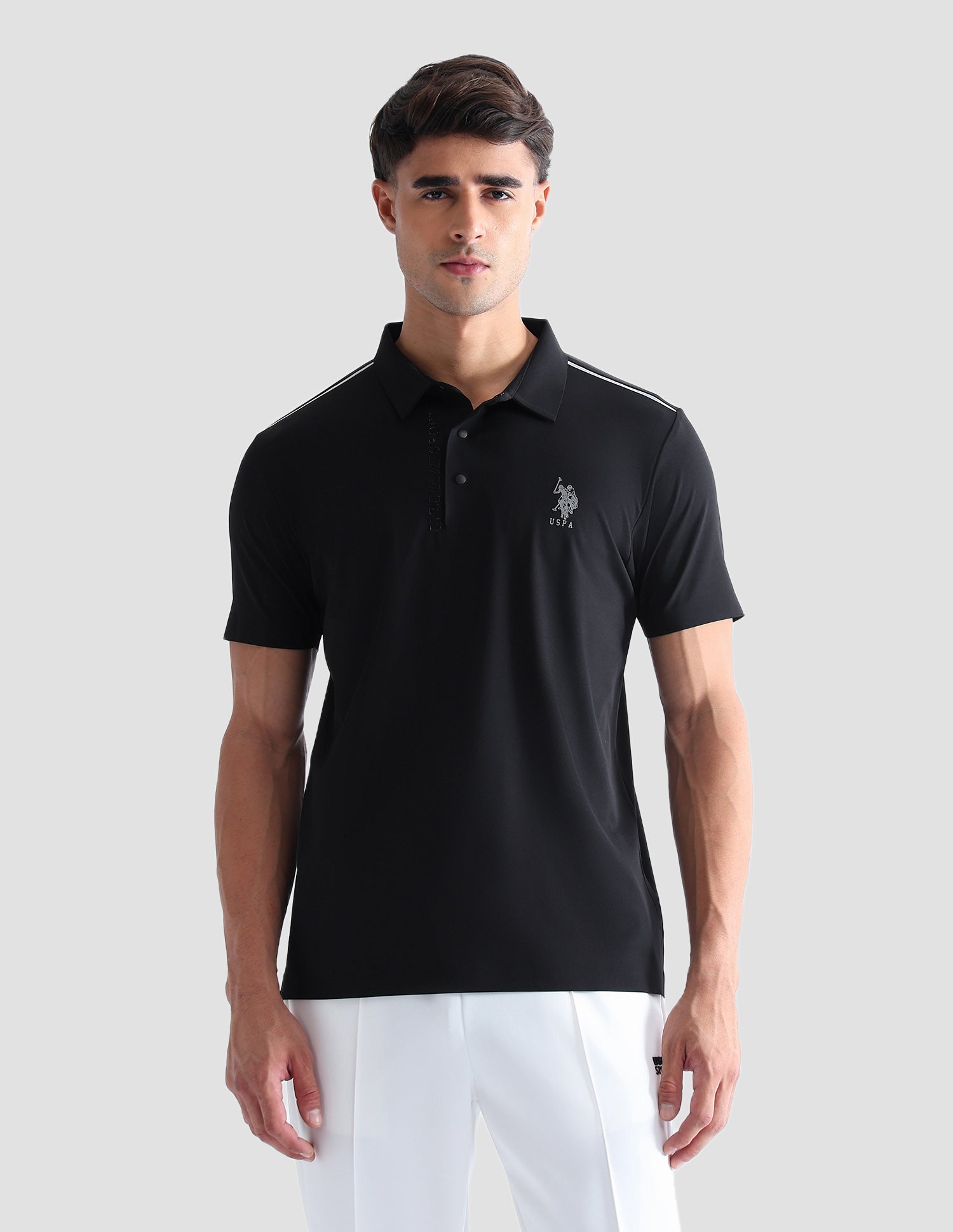 Solid Regular Fit Active Polo Shirt Black - U.S. POLO ASSN. | Large