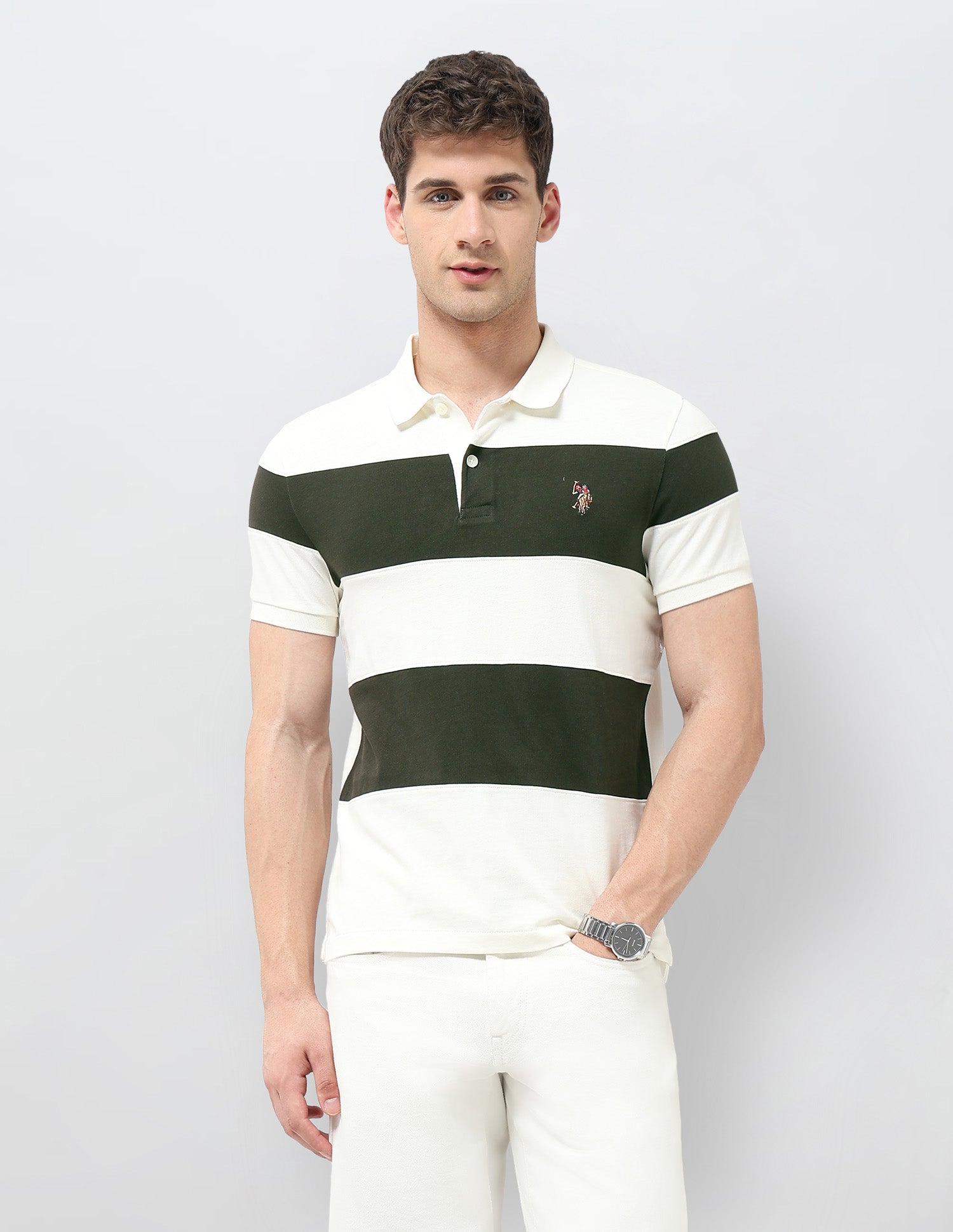 Colourblocked Regular Fit Polo Shirt Olive - U.S. POLO ASSN. | Large