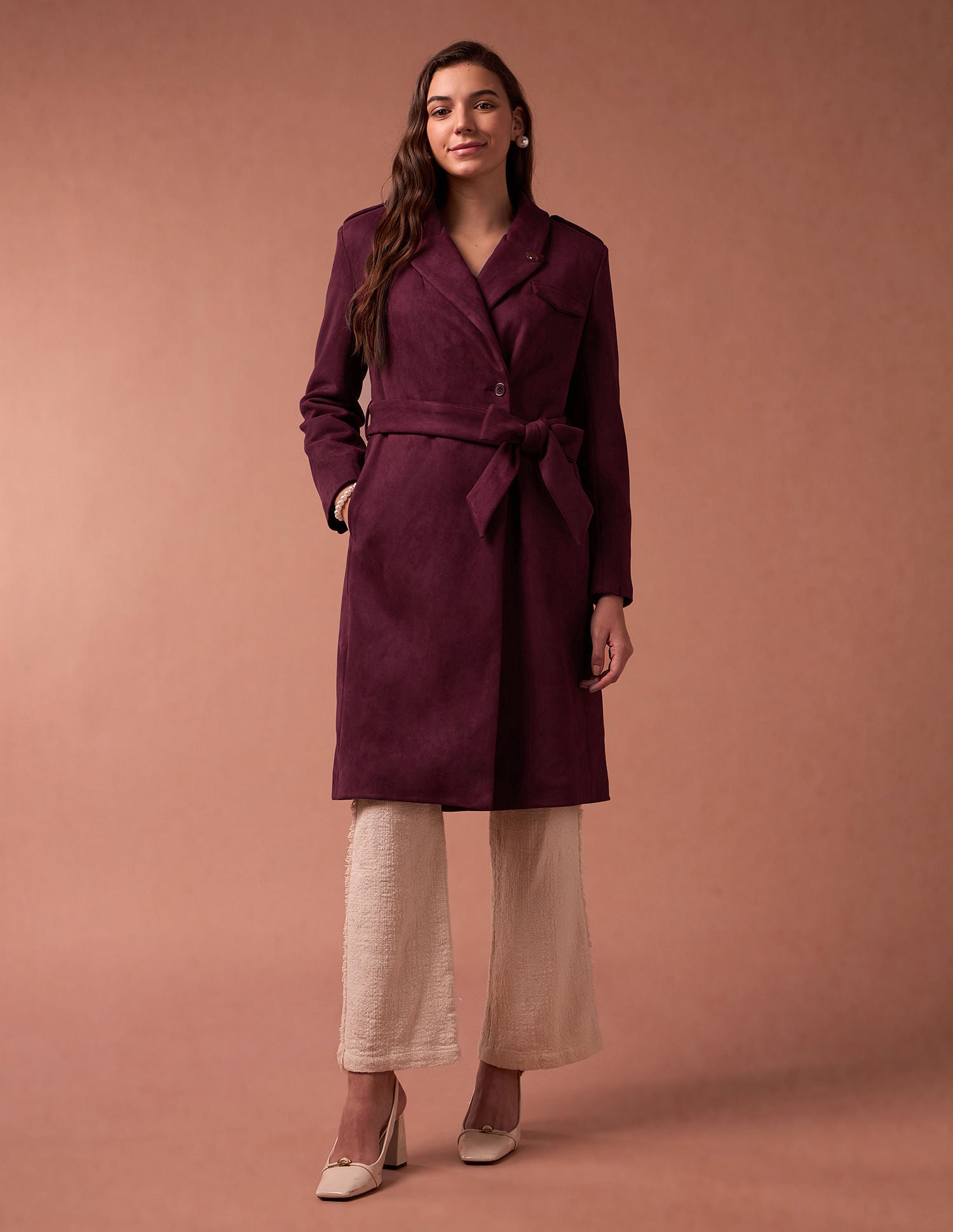 Longline Lapel Collar Jacket Wine - U.S. POLO ASSN. | Large