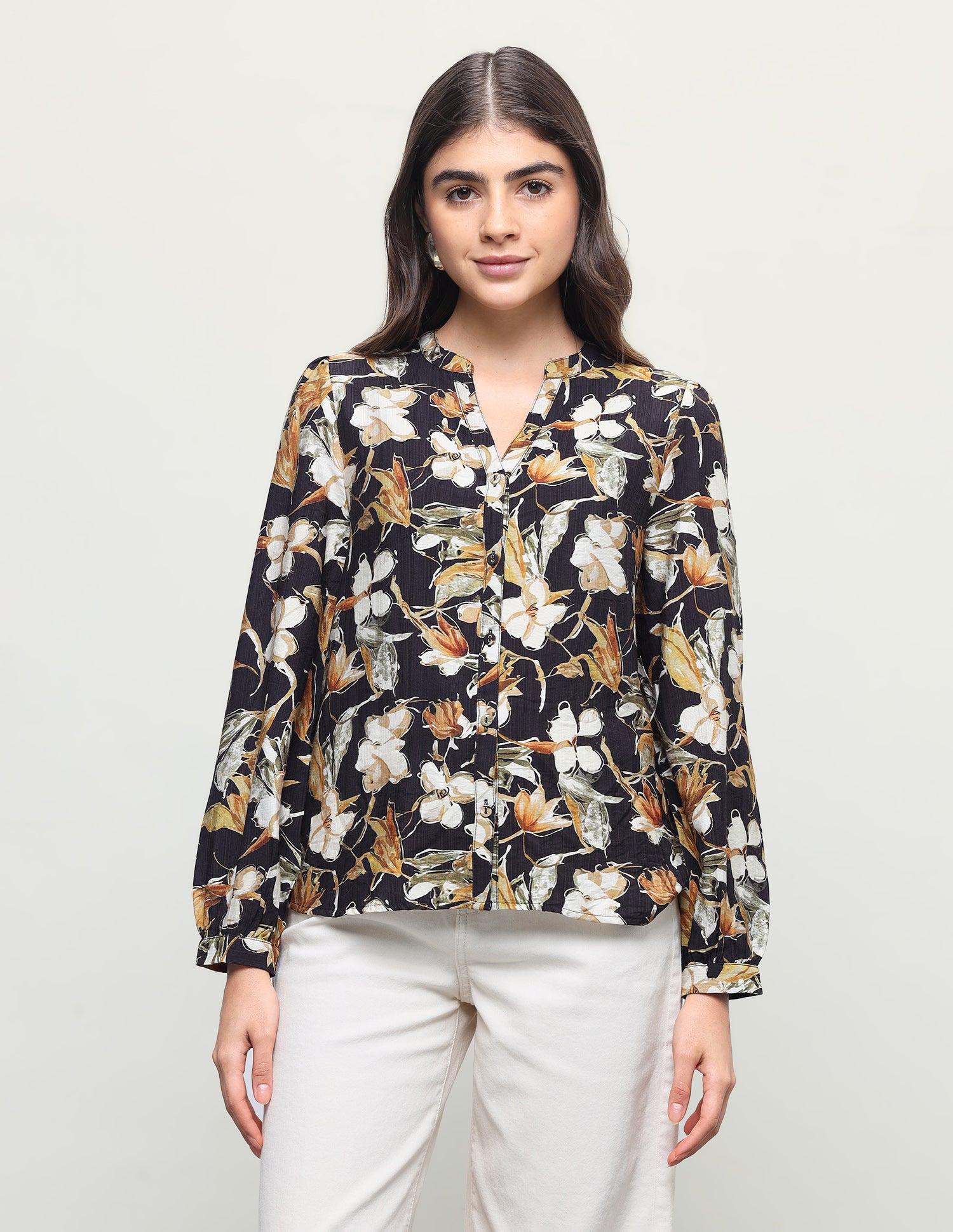 Floral Printed Relaxed Fit Top Black - U.S. Polo Assn. India | Large