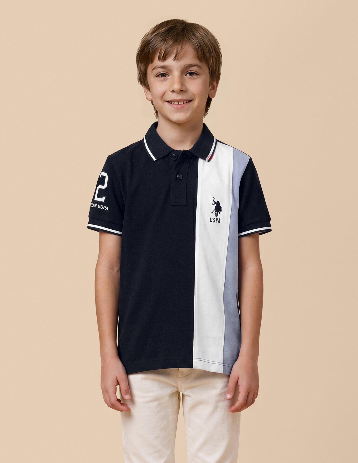 Colour Blocked Regular Fit Polo Shirt Navy - U.S. Polo Assn. India | Large
