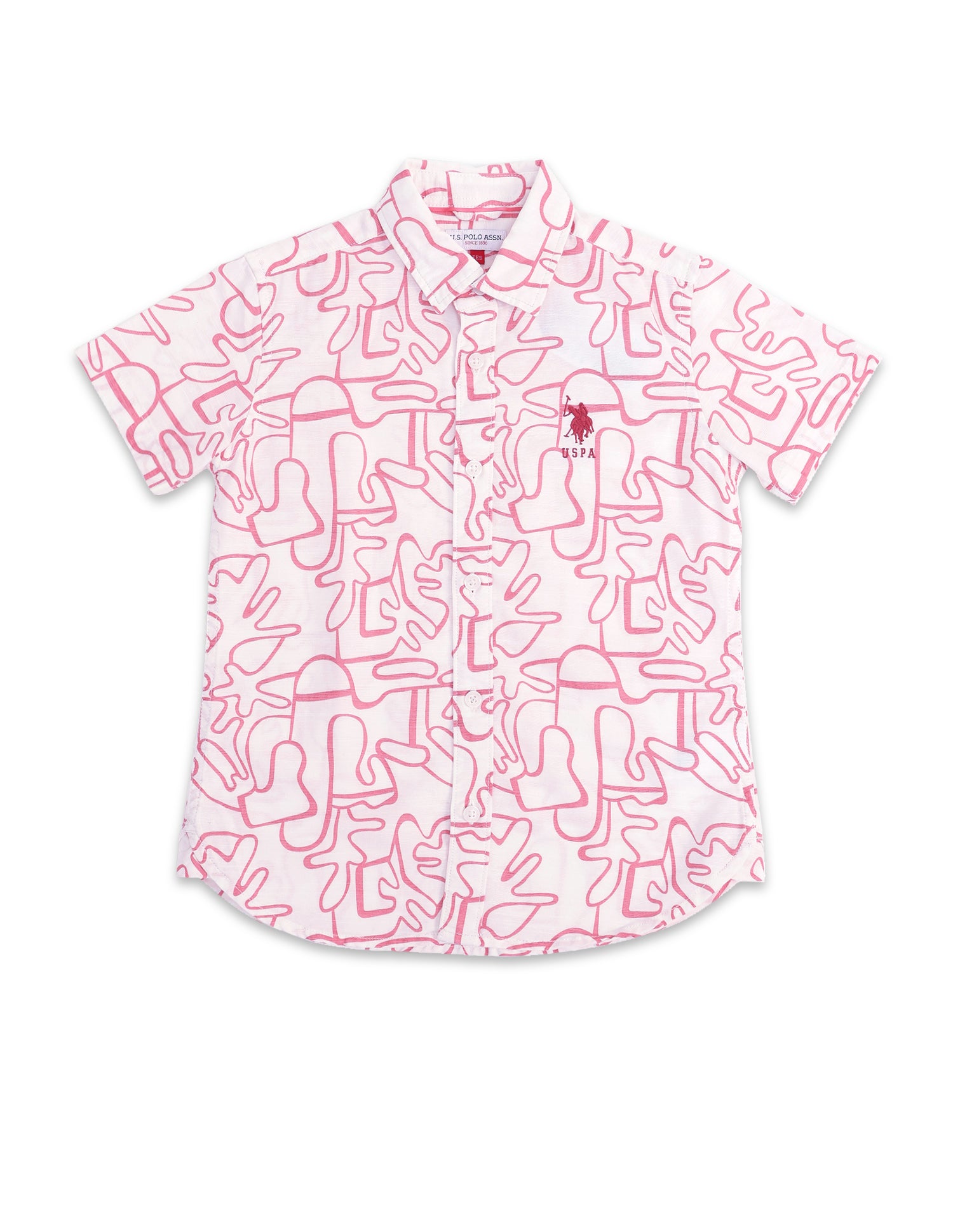 Boys Regular Fit Abstract Printed Shirt White - U.S. Polo Assn. India | Large