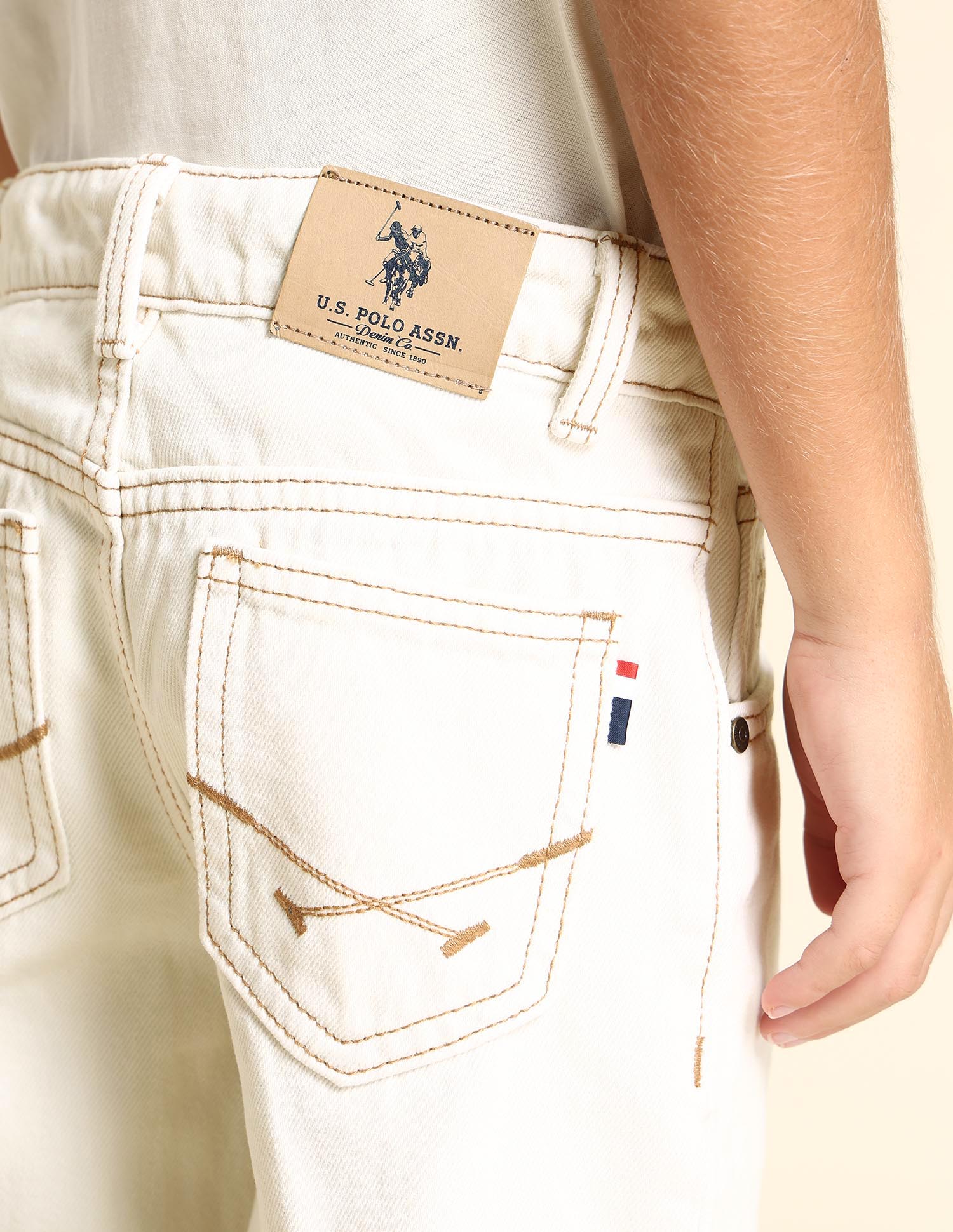 Boys Baggy Fit Cotton Jeans White - U.S. POLO ASSN. | Large