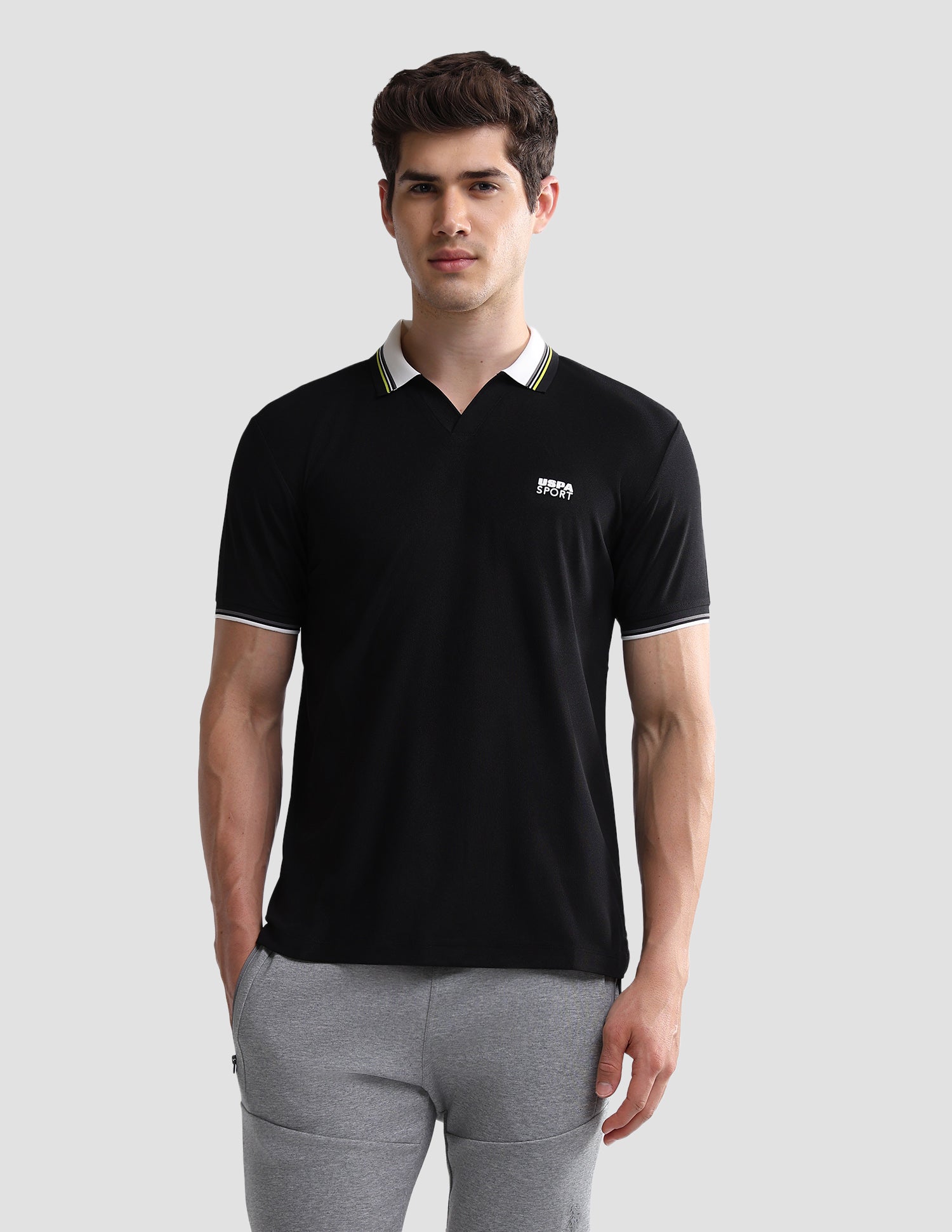 Solid Slim Fit Active Polo Shirt Black - U.S. Polo Assn. India | Large