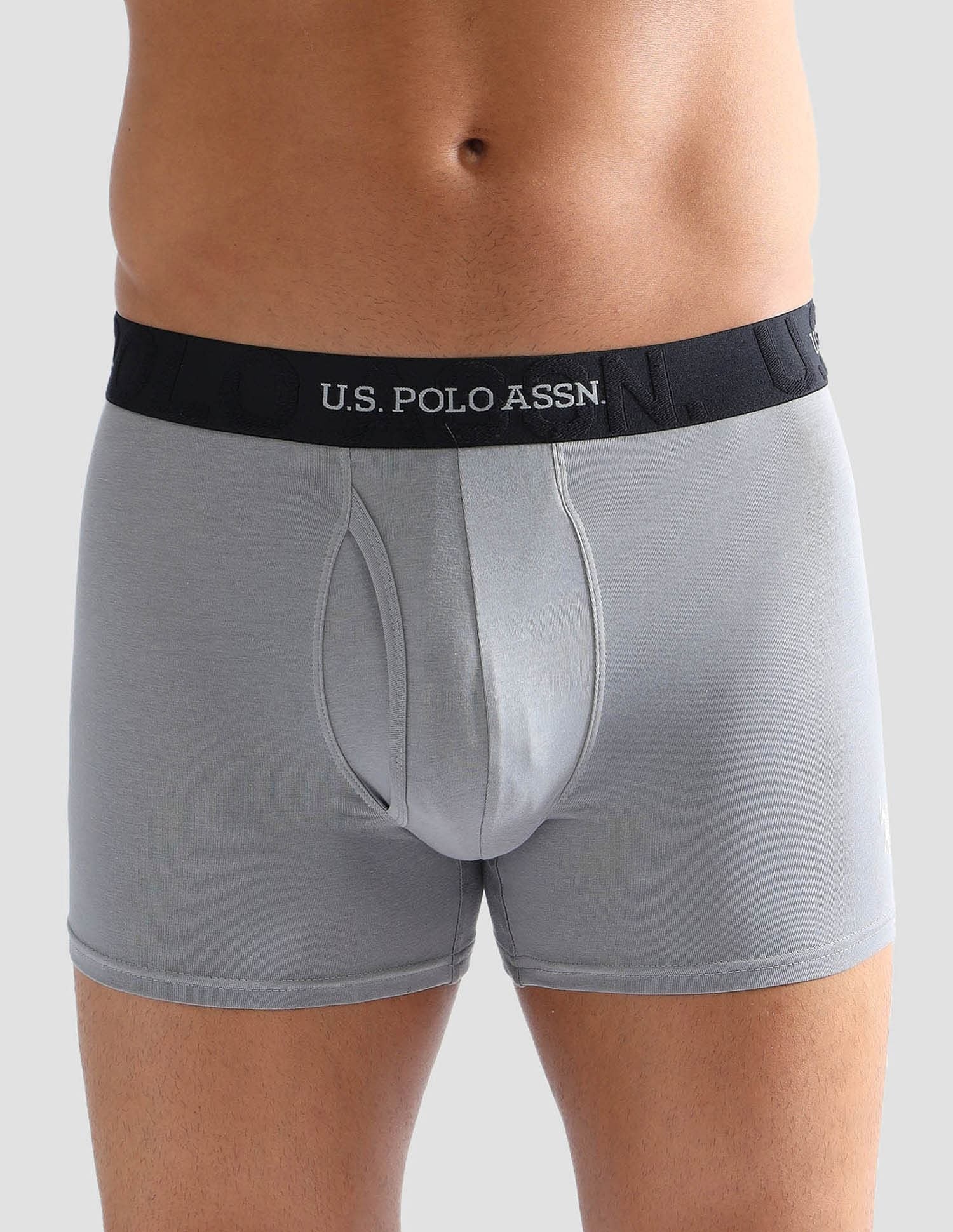 Anti Microbial Solid ET007 Trunks - Pack of 1 Grey - U.S. POLO ASSN. | Large