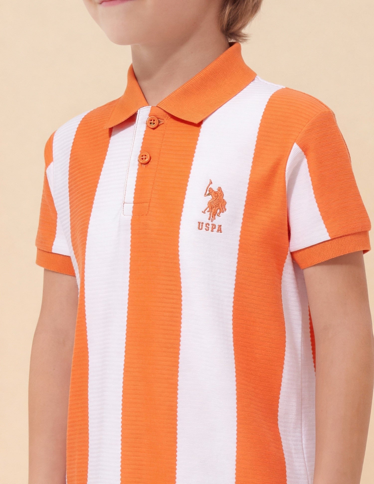 Vertical Striped Regular Fit Polo Shirt Orange - U.S. Polo Assn. India | Large