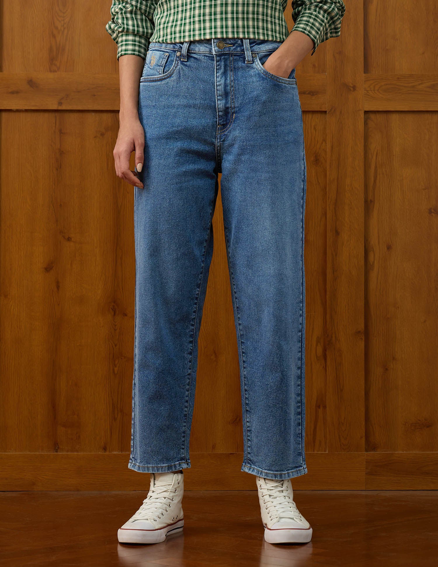 High Rise Carrot Fit Jeans Blue - U.S. POLO ASSN. | Large