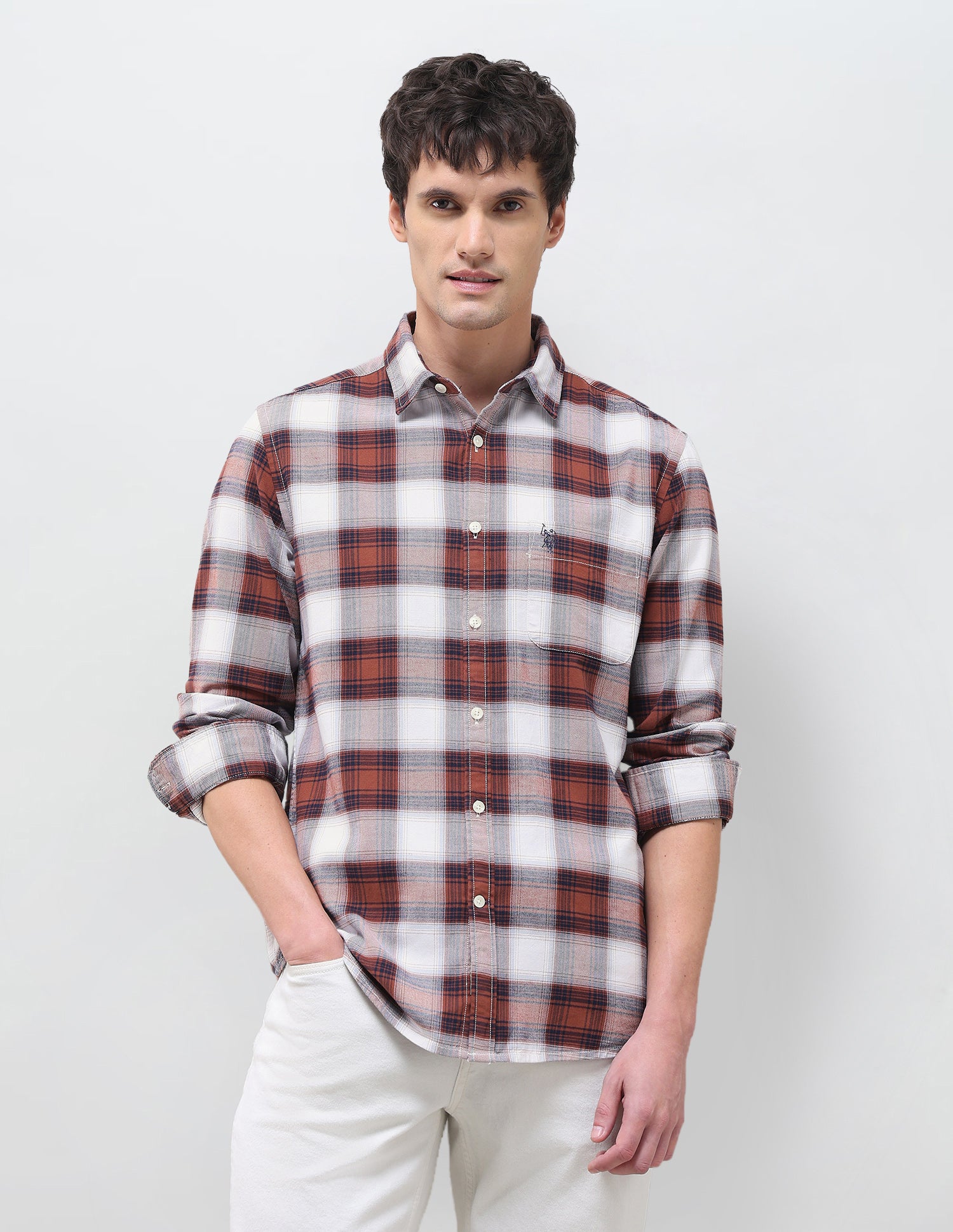 Twill Plaid Checked Shirt Rust - U.S. Polo Assn. India | Large