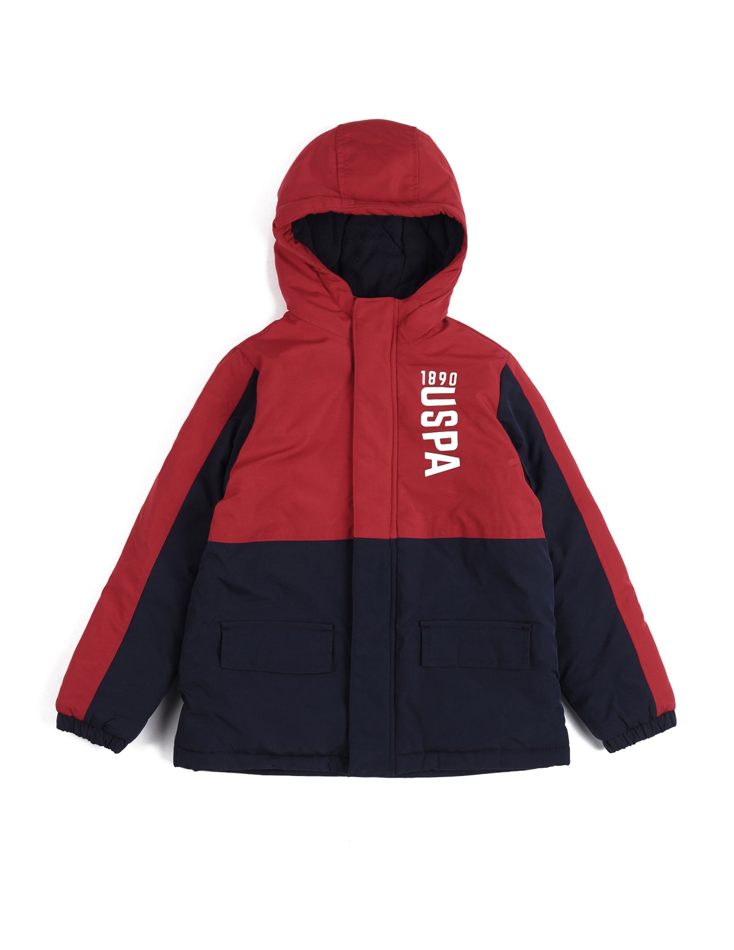 Boys Colour Blocked Hooded Jacket Red - U.S. POLO ASSN. | Large