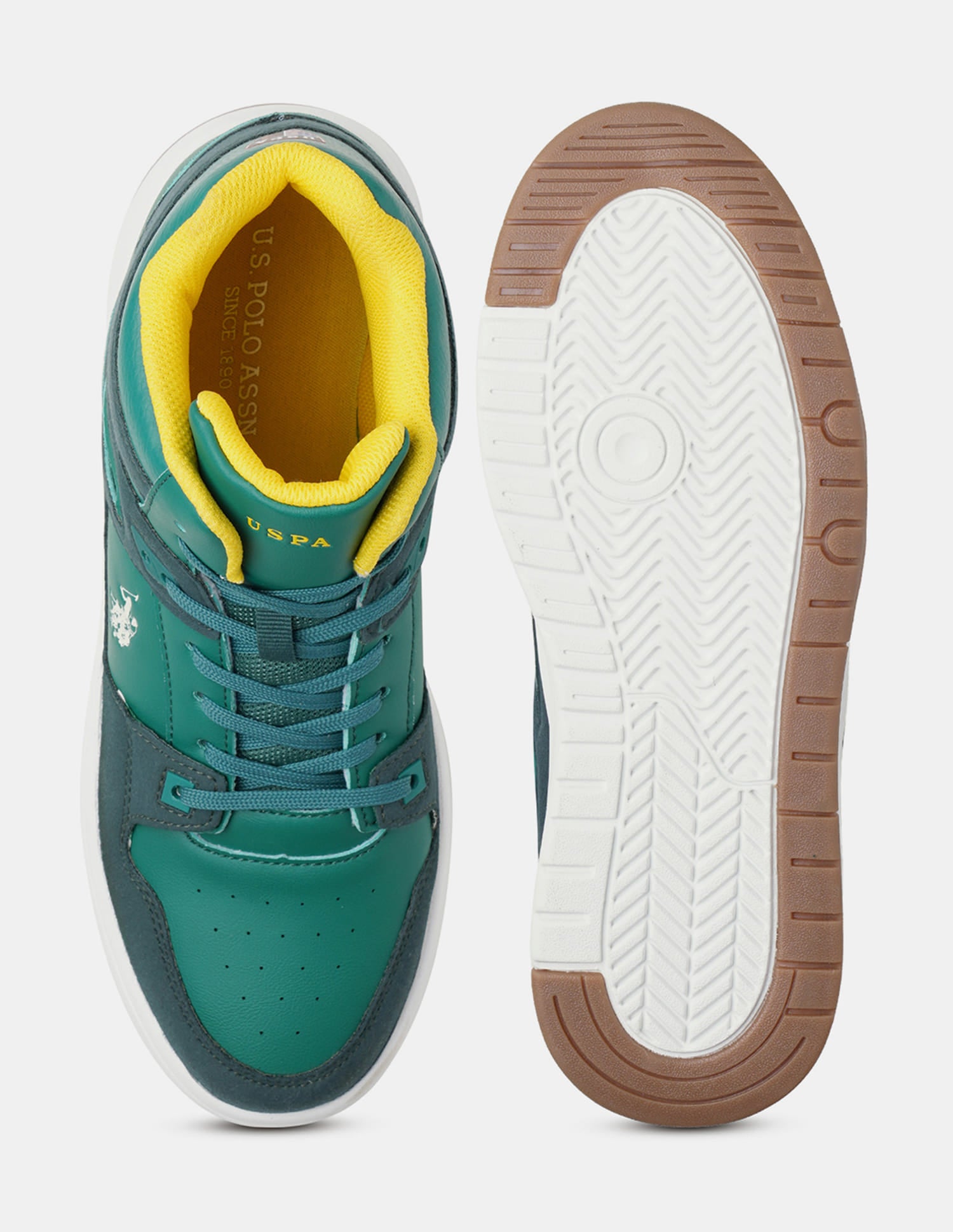 Men Bruce Mid Top Sneakers Green - U.S. Polo Assn. India | Large