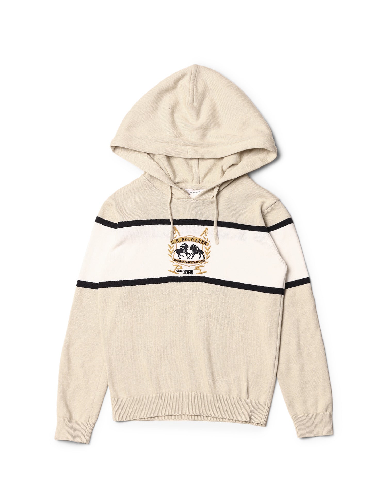 Boys Brand Embroidered Pure Cotton Sweater Ecru - U.S. POLO ASSN. | Large