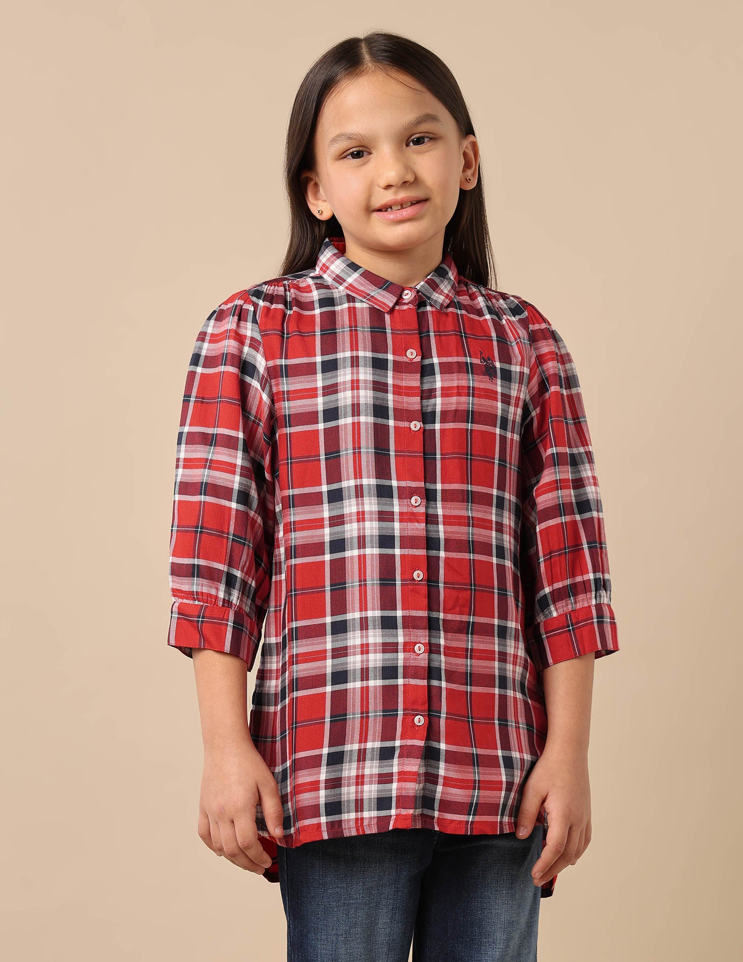 Spread Collar Viscose Top Red - U.S. POLO ASSN. | Large