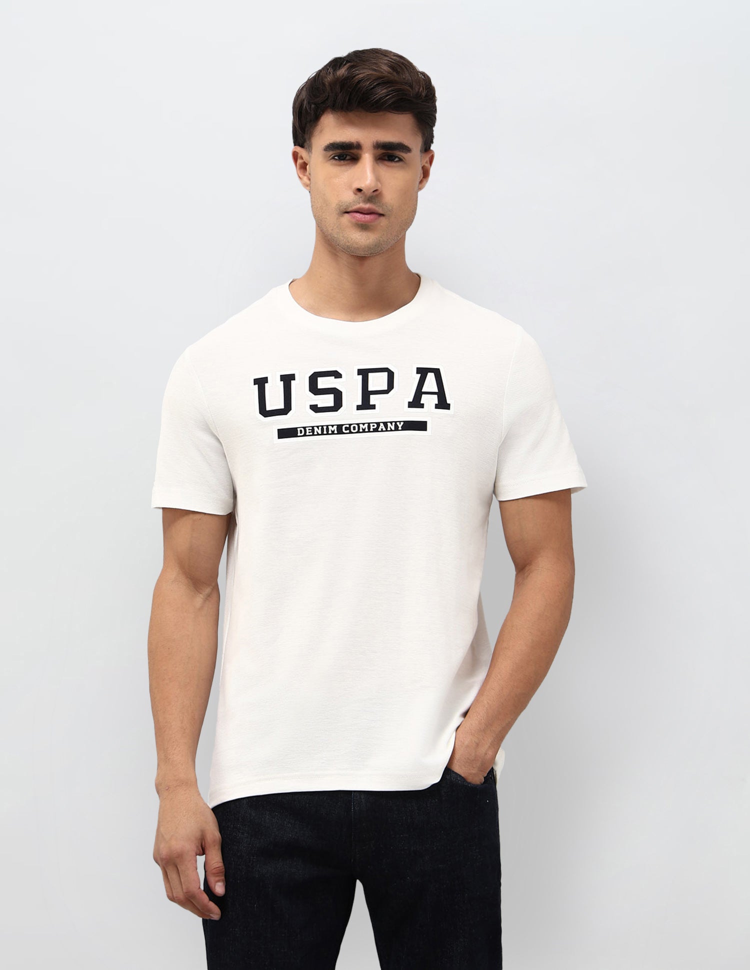 Brand Printed Regular Fit T-Shirt Off White - U.S. POLO ASSN. | Large