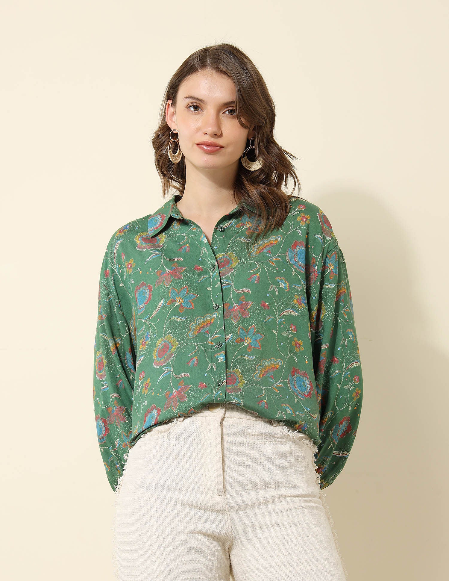 Floral Printed Regular Fit Shirt Green - U.S. POLO ASSN. | Large