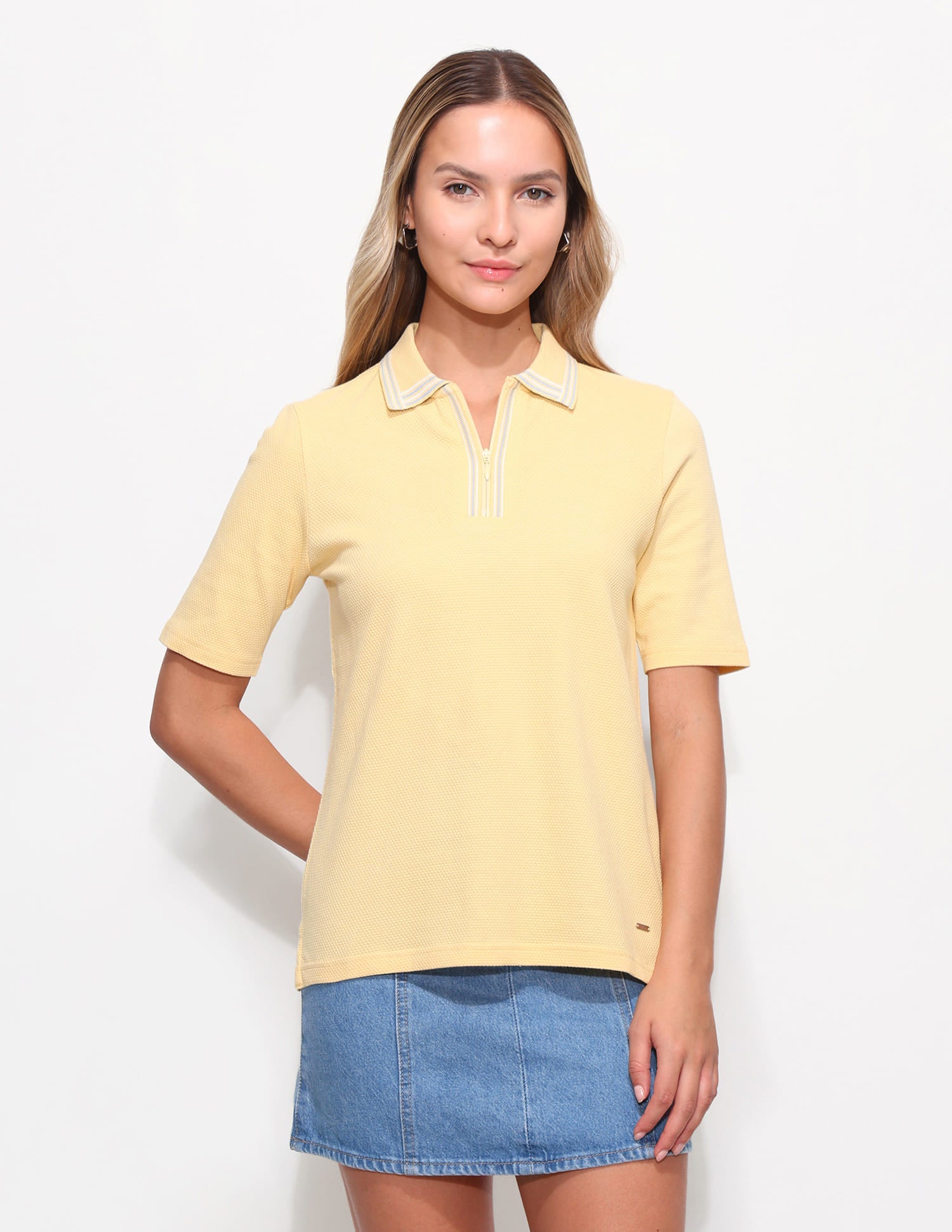 Boxy Fit Textured Polo Shirt Yellow - U.S. Polo Assn. India | Large