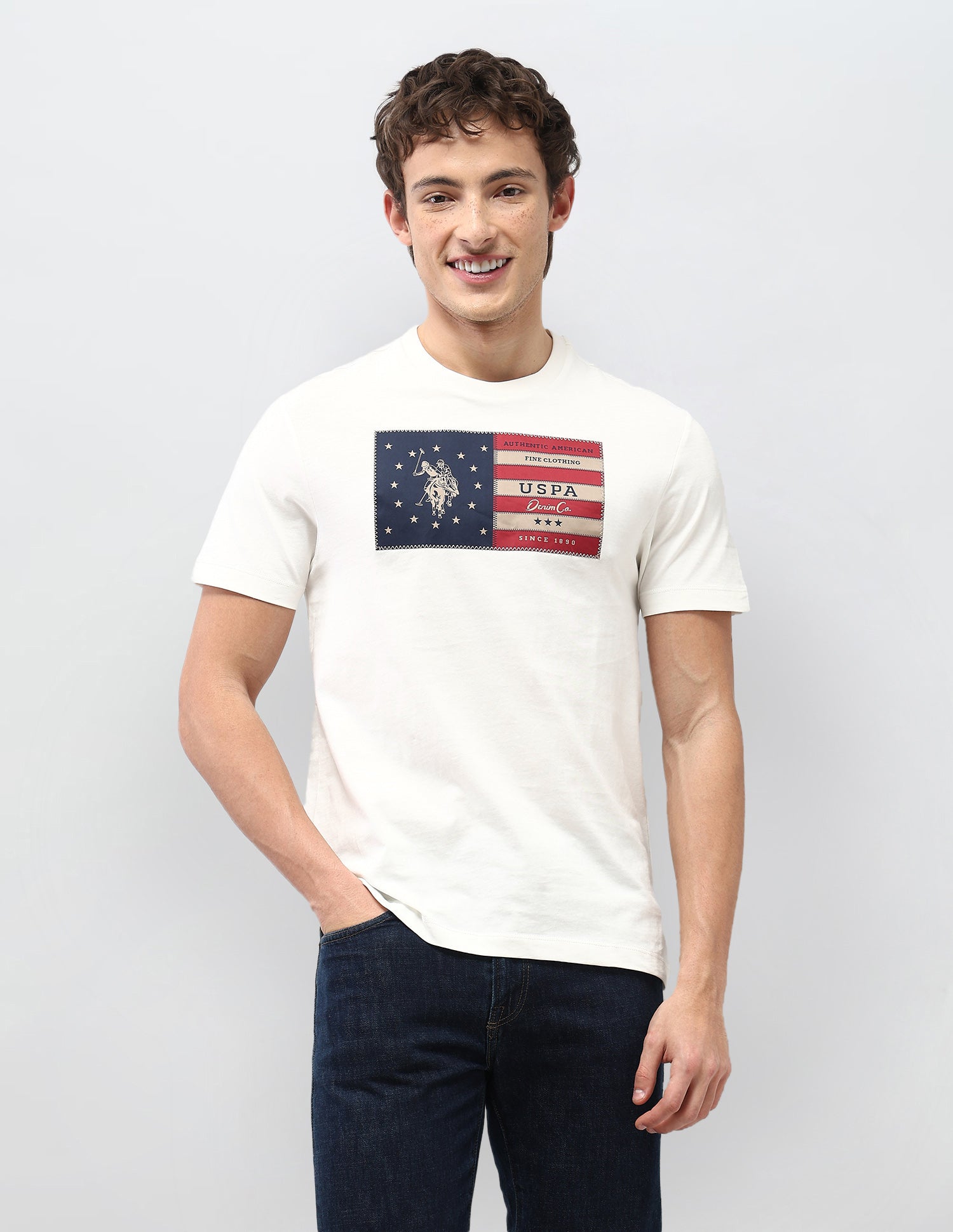 Graphic Brand Appliqued Motel On The Coast T-Shirt Ivory - U.S. Polo Assn. India | Large