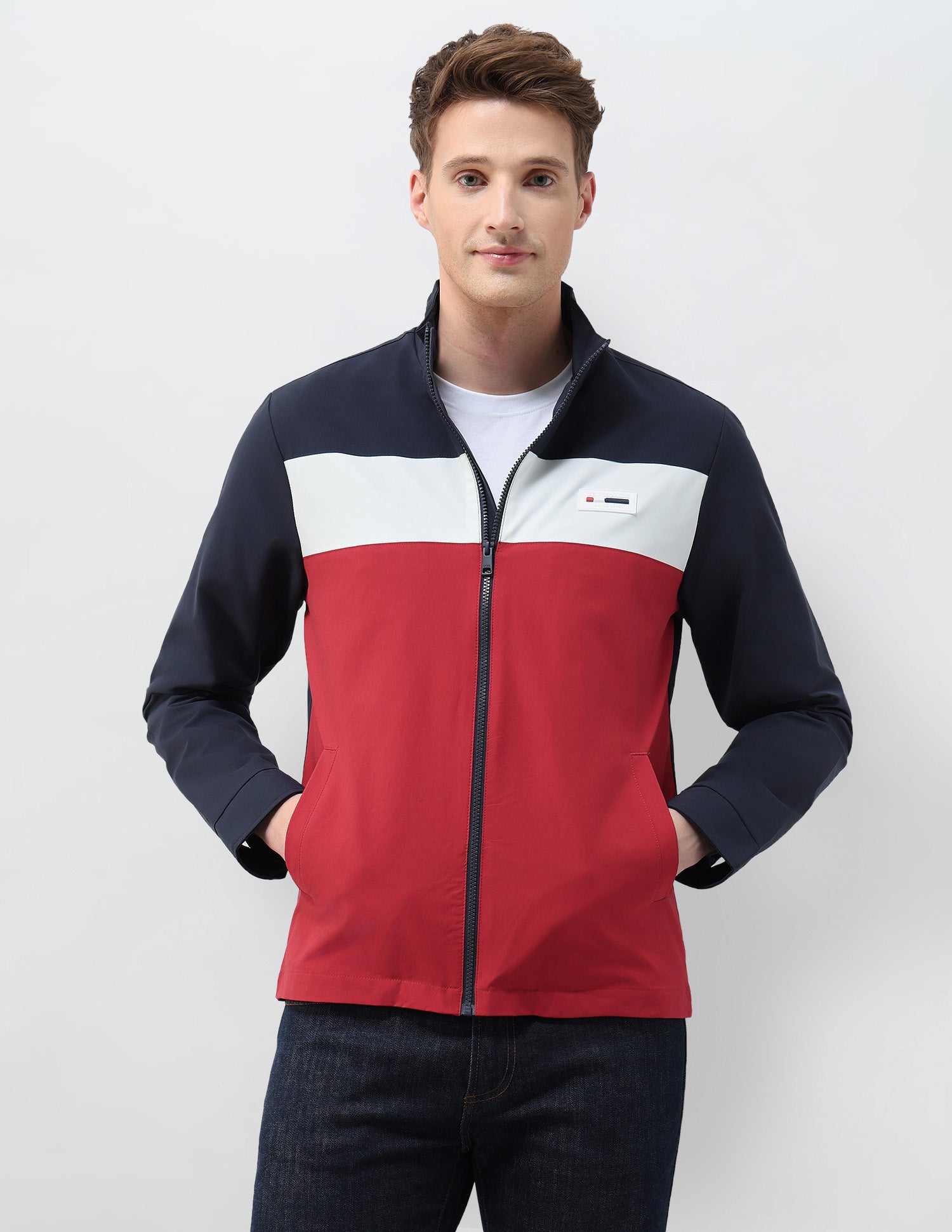 Colour Blocked Regular Fit Casual Jacket Dark Navy - U.S. POLO ASSN. | Large