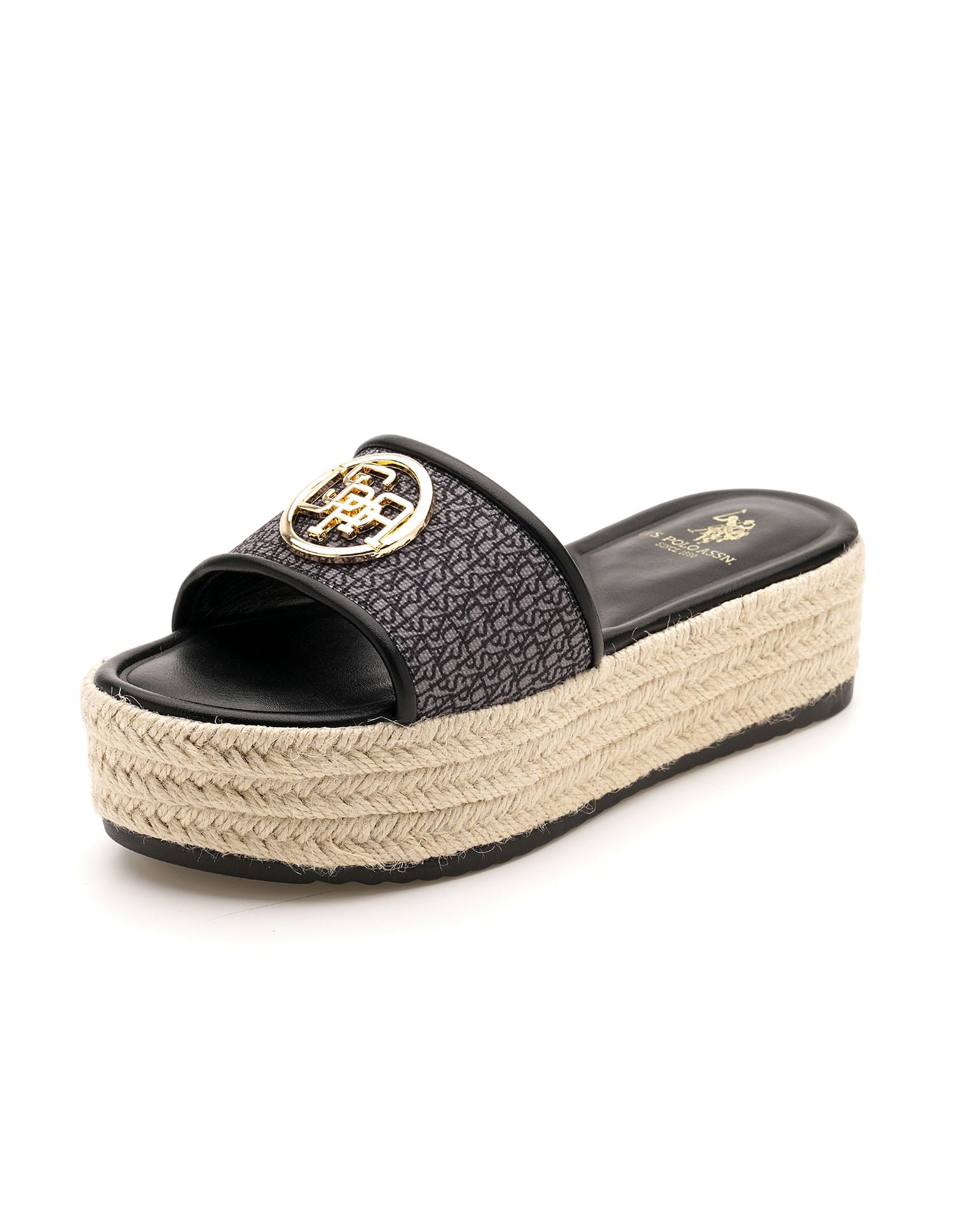 Monogram Vamp Strap Cristina Sandals Black - U.S. POLO ASSN. | Large