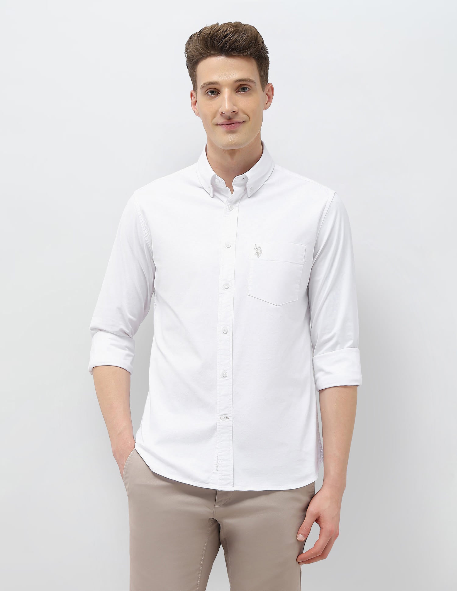 Tailored Fit Oxford Shirt White - U.S. Polo Assn. India | Large
